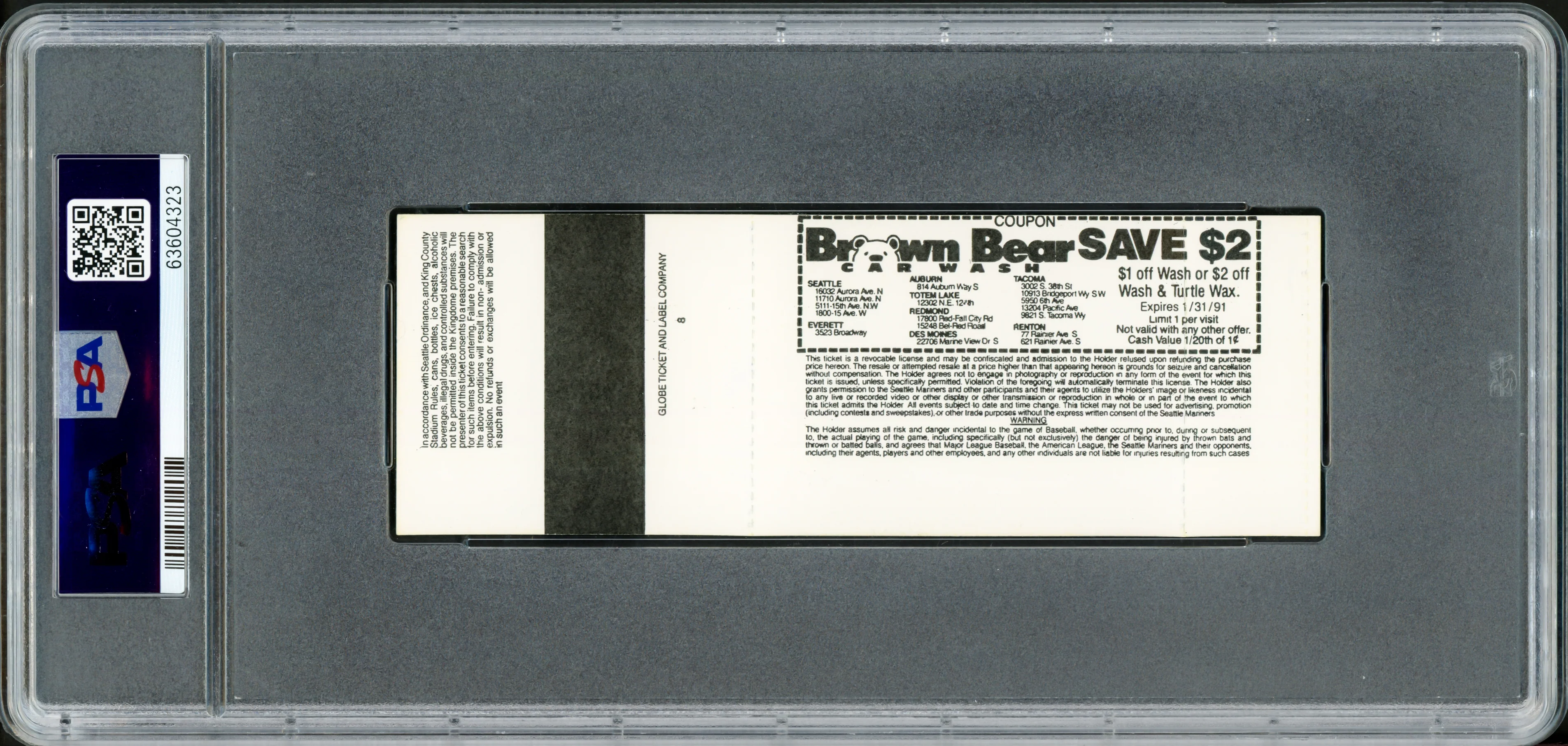 Randy Johnson Autographed June 2nd, 1990 Ticket Seattle Mariners PSA 7 No Hitter PSA/DNA #63604323 - Image 2