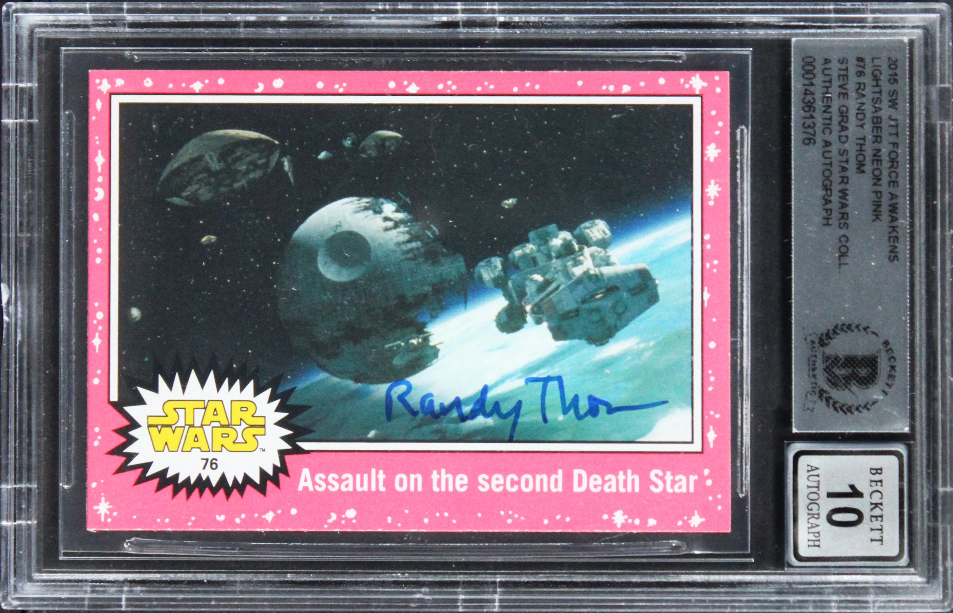 Randy Thom Star Wars Signed 2015 SW JTT FA Light NP #76 Card Auto 10 BAS Slabbed - Image 2