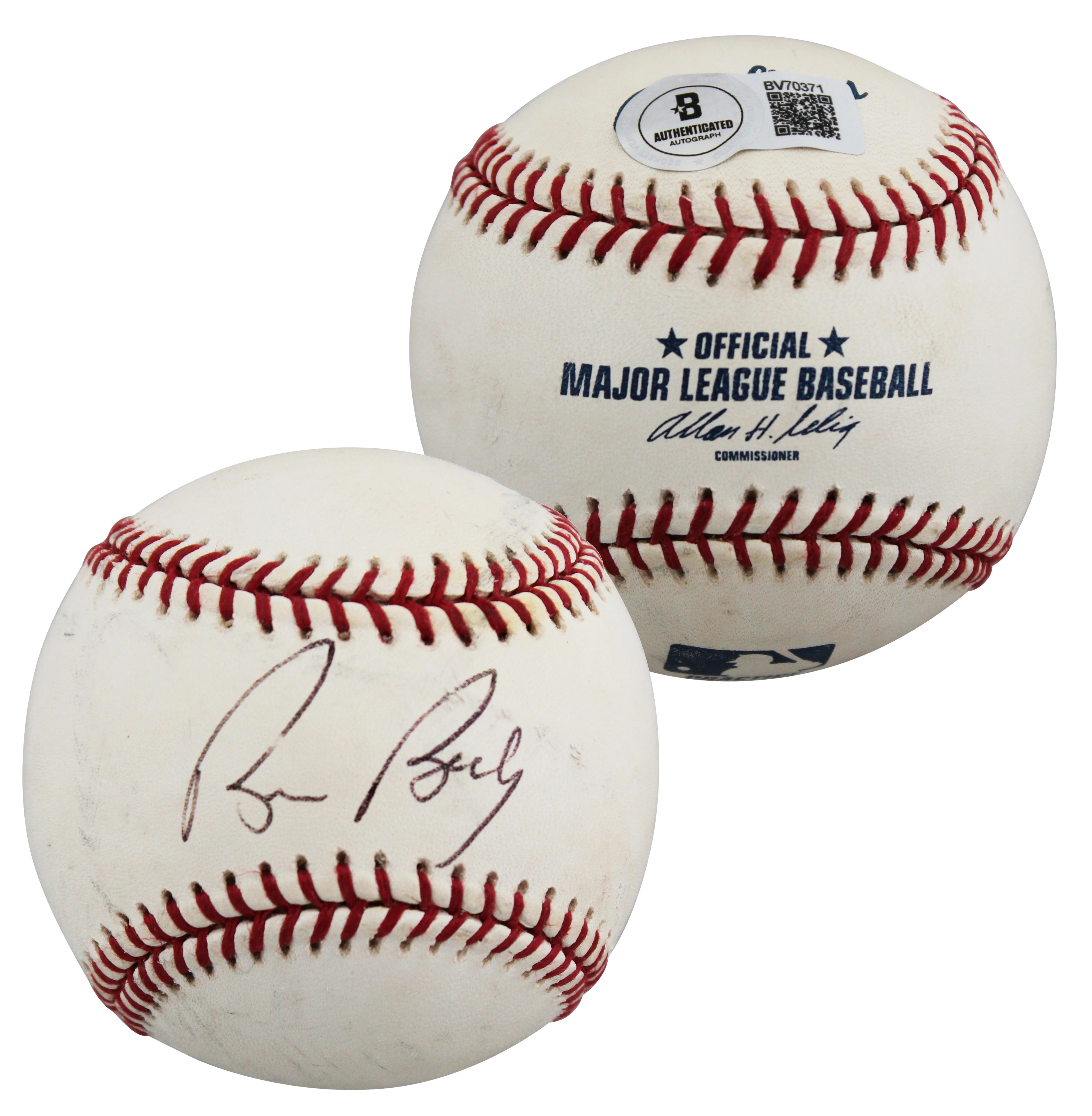 Rangers Bruce Bochy Authentic Signed Allen Selig OML Baseball BAS #BV70371