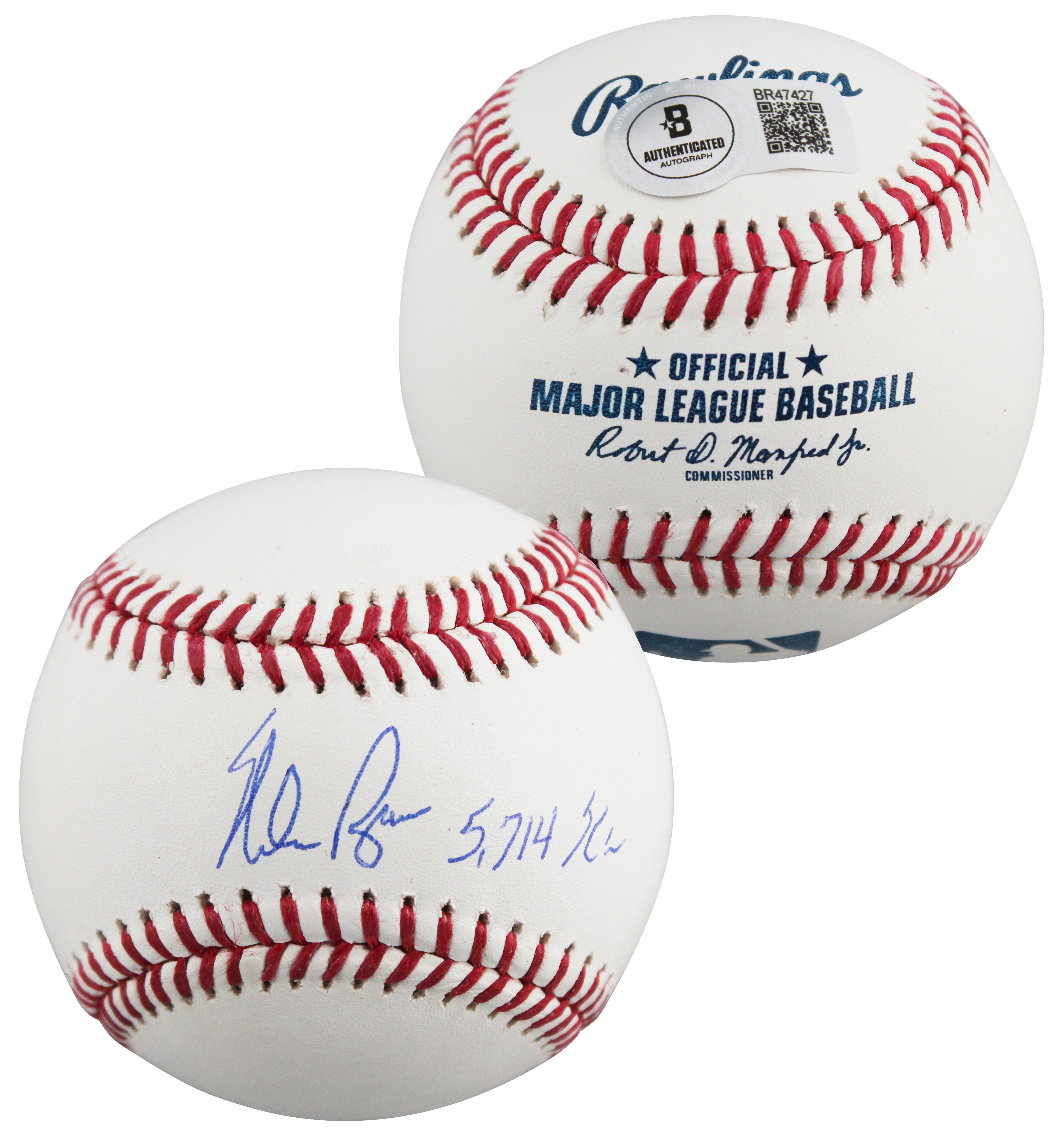 Rangers Nolan Ryan "5714 K's" Authentic Signed Manfred Oml Baseball W/ Case BAS - Image 3