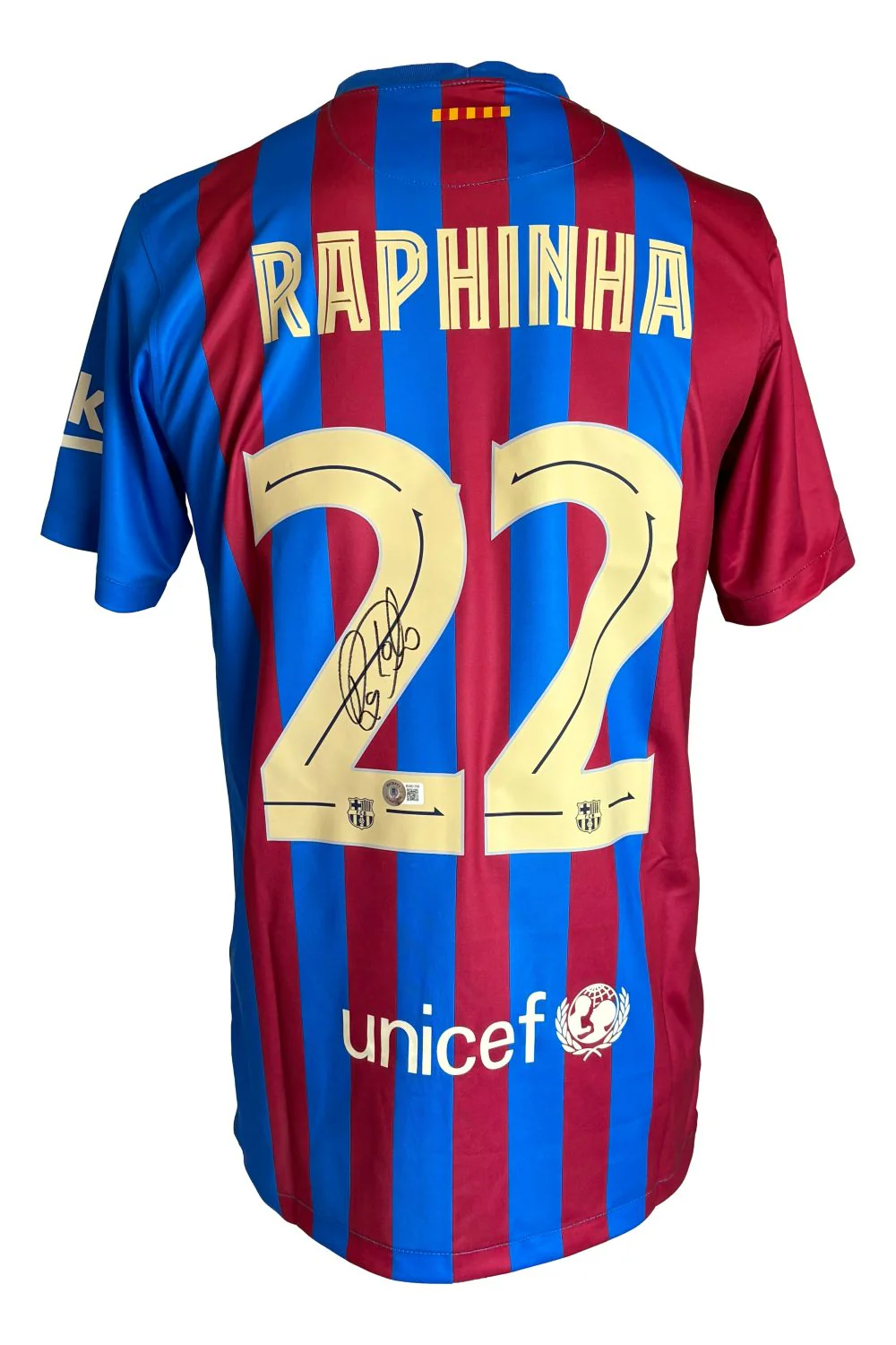 Raphina Signed Barcelona 2021/22 Nike Soccer Jersey BAS