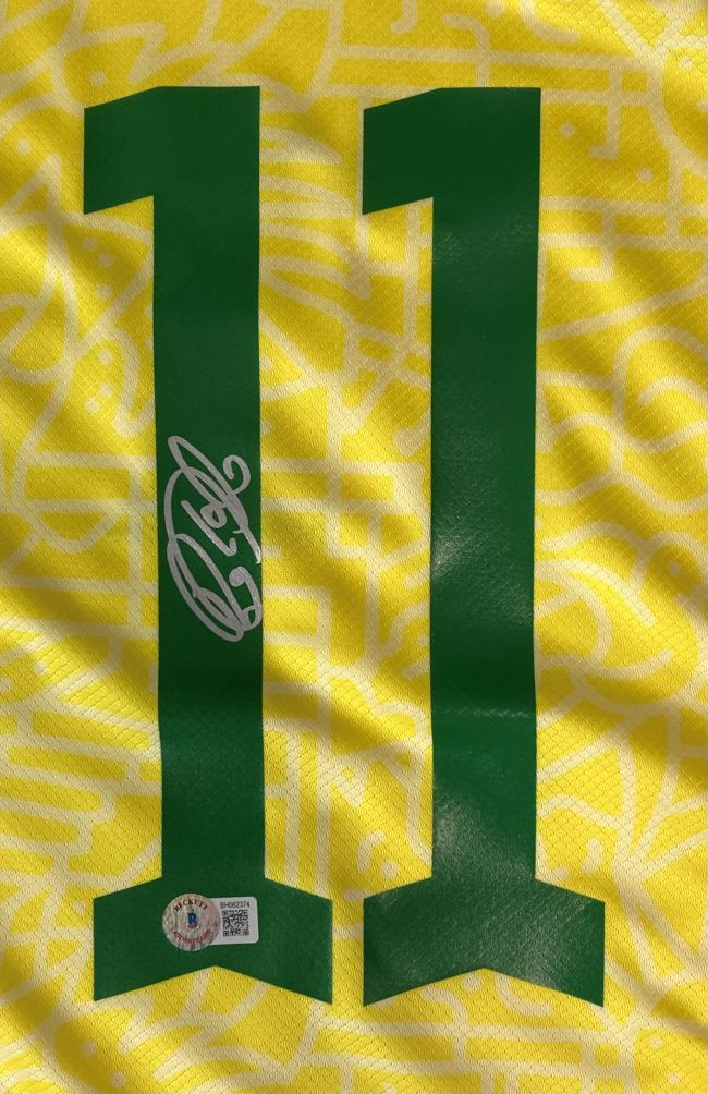 Raphina Signed Brazil Nike Soccer Jersey BAS - Image 2
