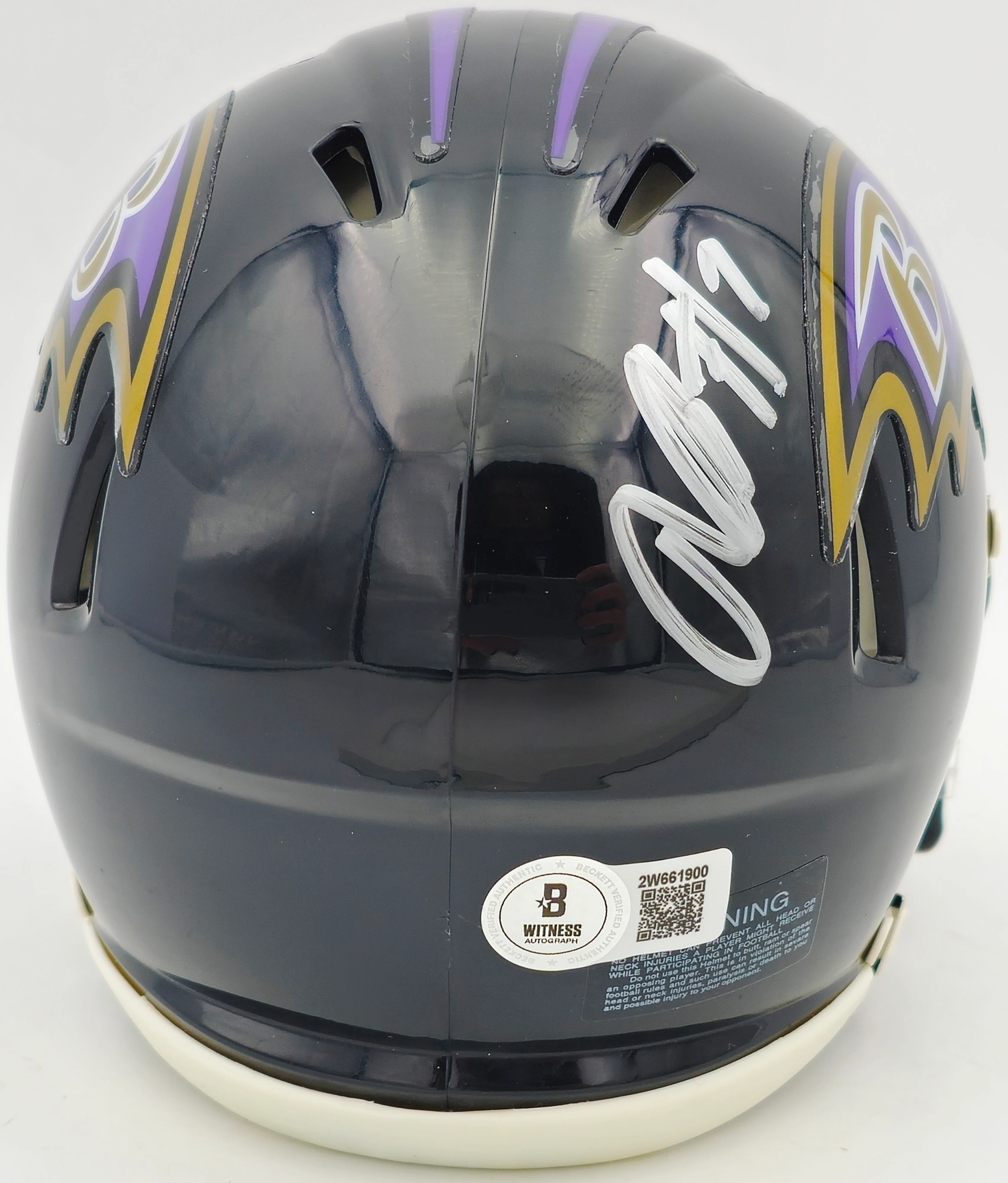 Rashod Bateman Autographed Baltimore Ravens Black Speed Mini Helmet Beckett BAS Witness Stock #238352 - Image 4