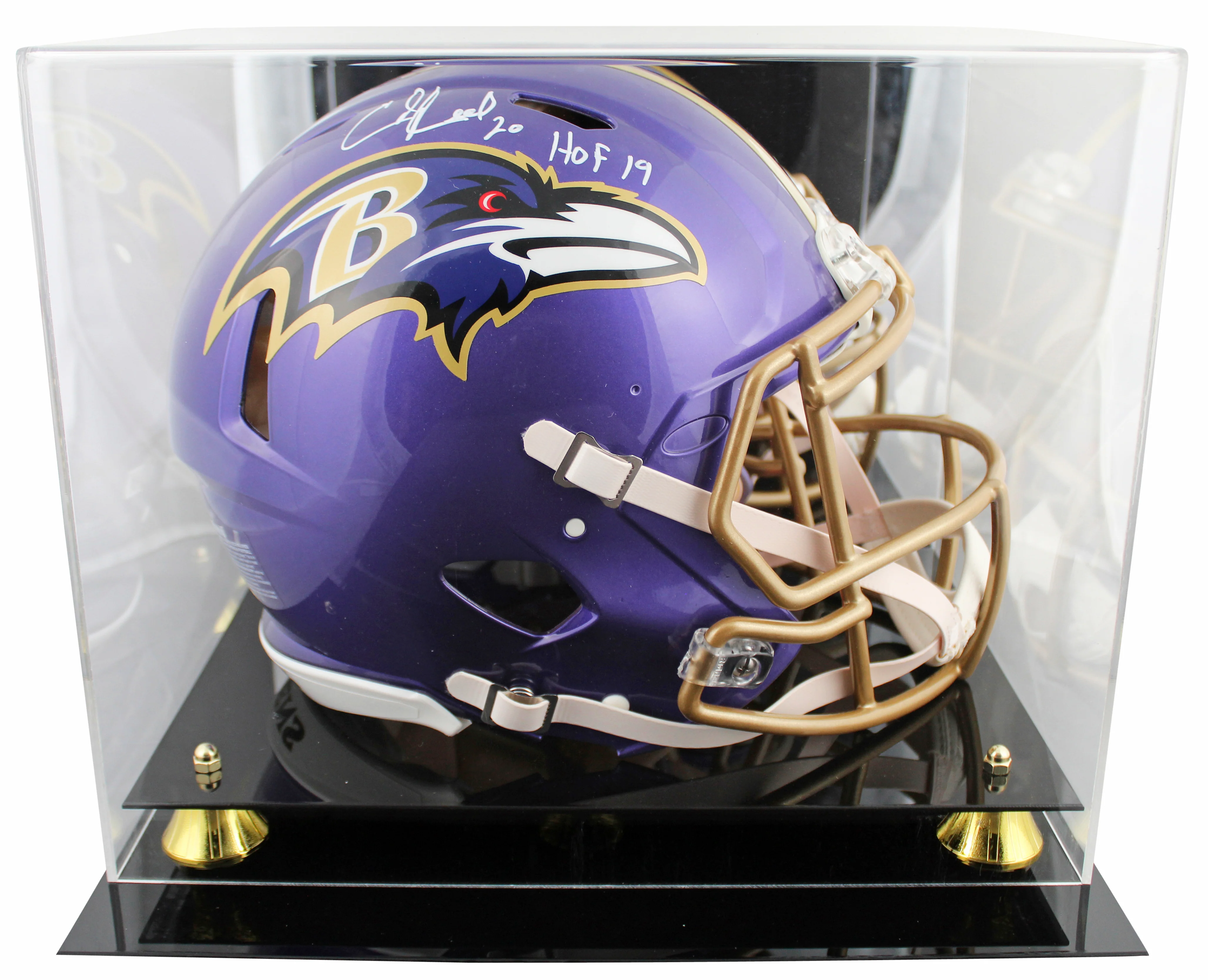 Ravens Ed Reed "HOF 19" Signed Flash F/S Speed Proline Helmet W/ Case BAS Wit - Image 2