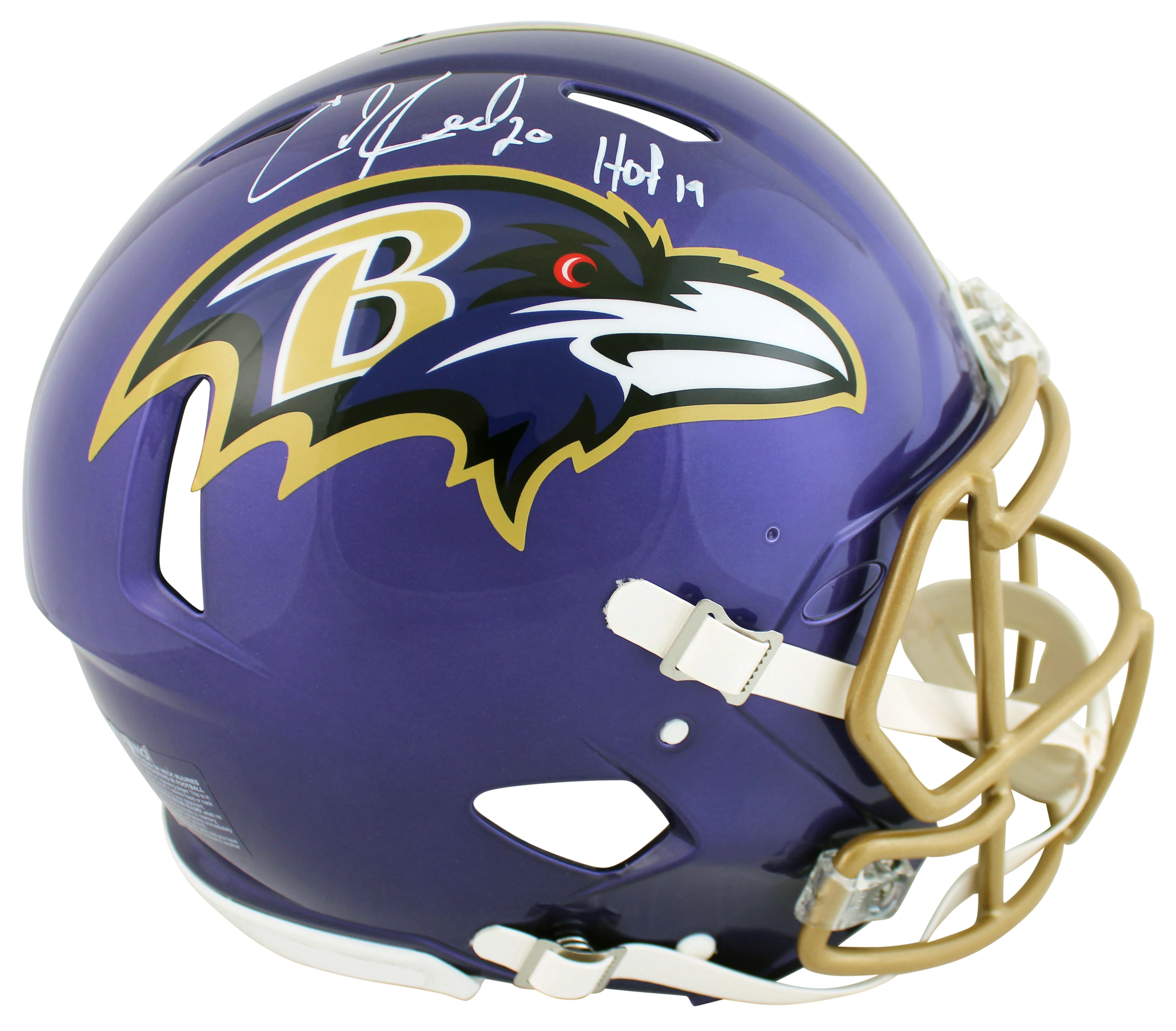 Ravens Ed Reed "HOF 19" Signed Flash F/S Speed Proline Helmet W/ Case BAS Wit - Image 3