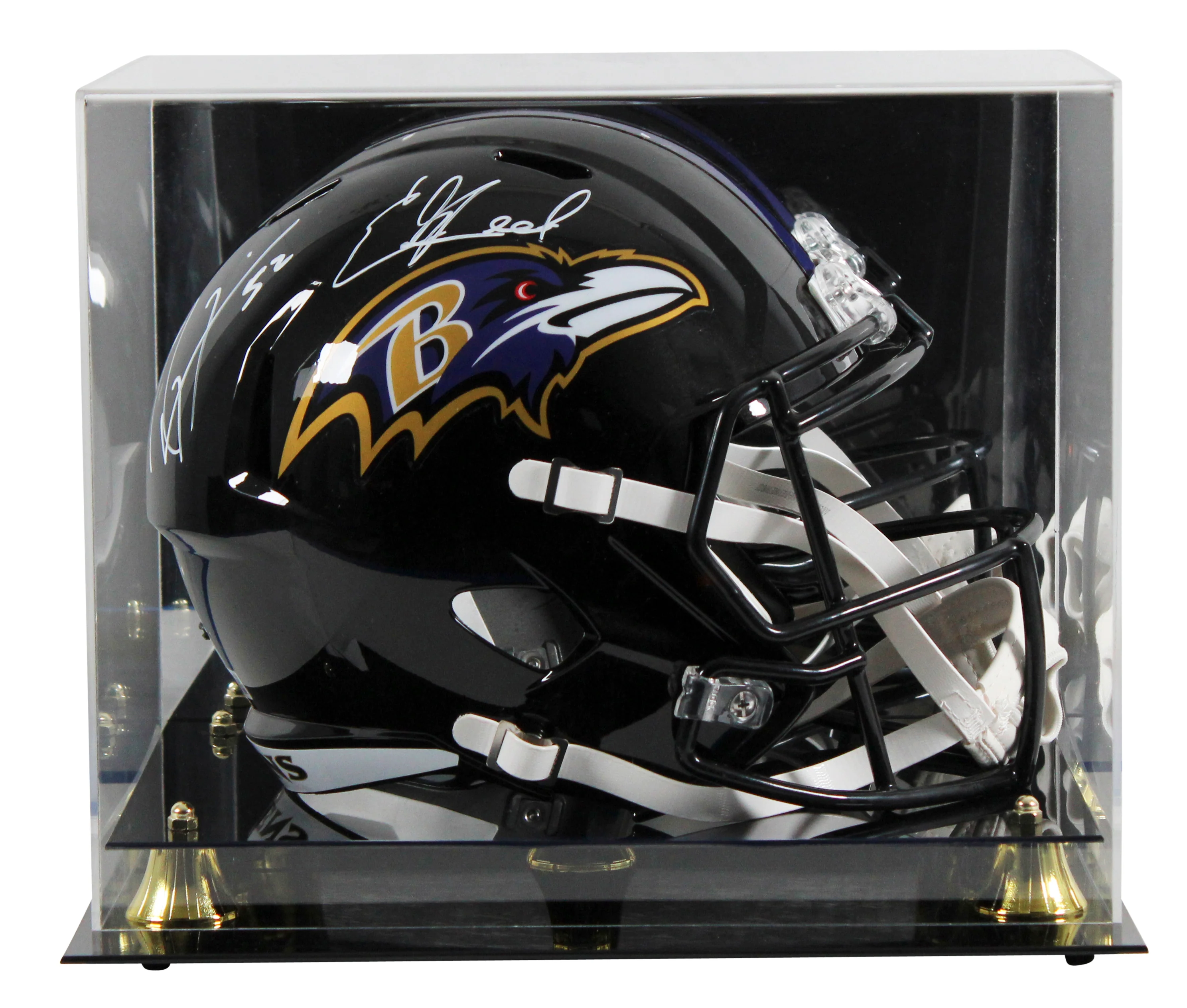 Ravens Ray Lewis & Ed Reed Signed Full Size Speed Rep Helmet w/ Case BAS Wit 2 - Image 2