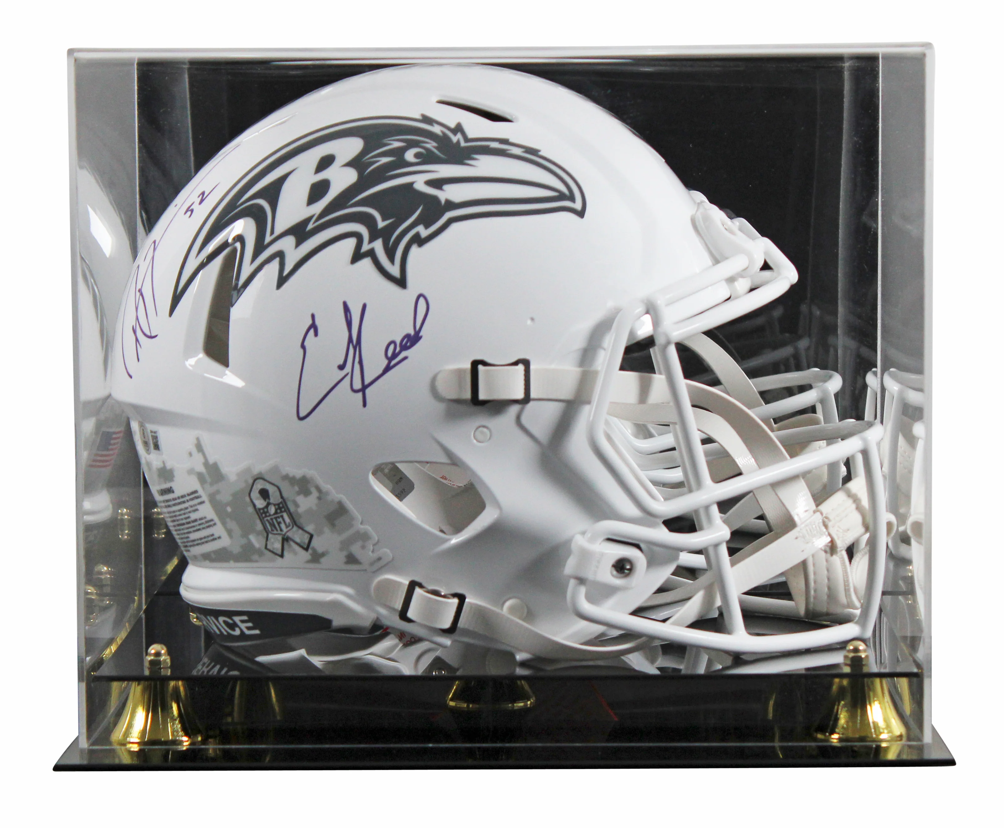 Ravens Ray Lewis & Ed Reed Signed STS III F/S Speed Proline Helmet W/ Case BAS W - Image 2