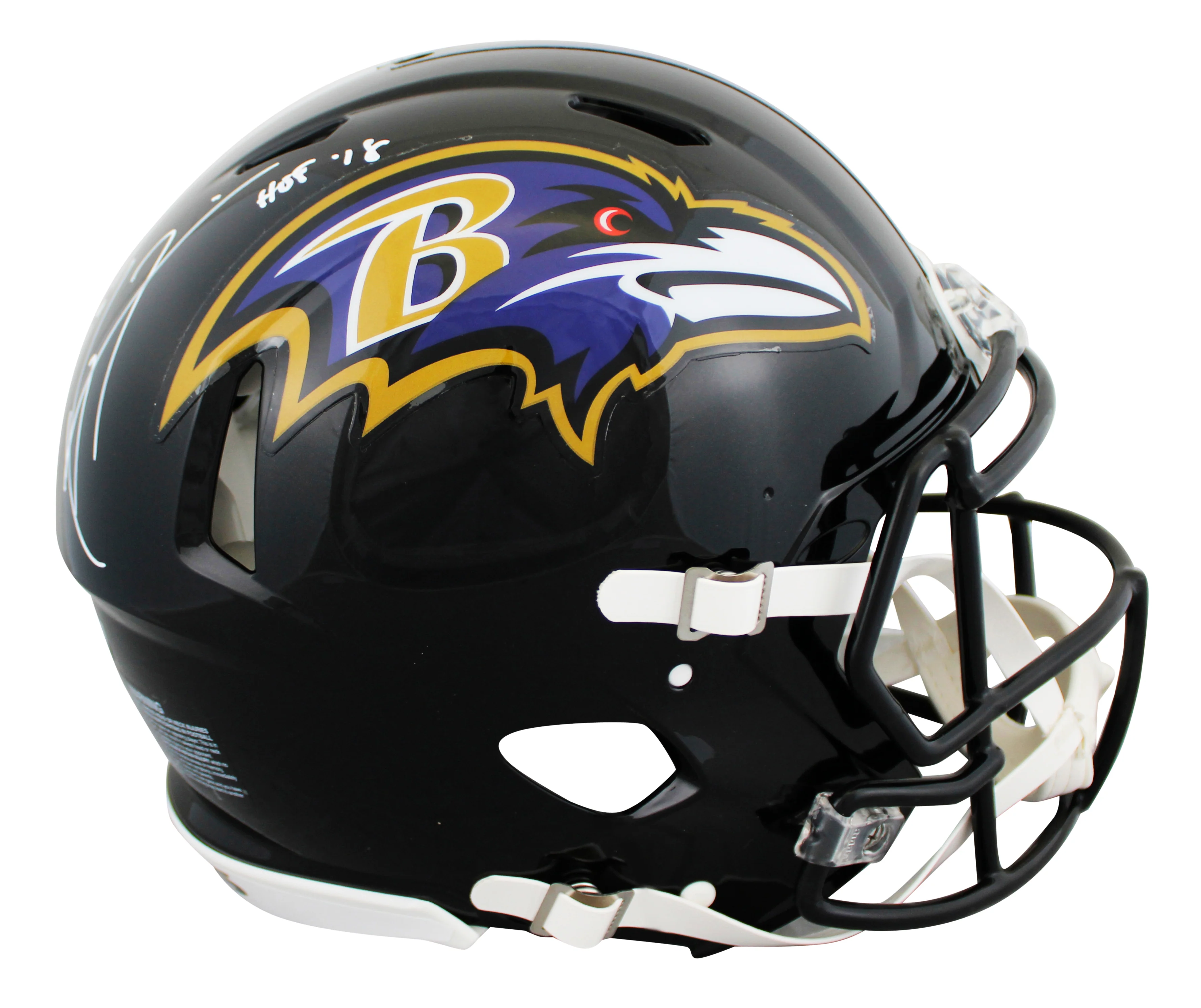 Ravens Ray Lewis "HOF 18" Signed Full Size Speed Proline Helmet BAS Witnessed - Image 3