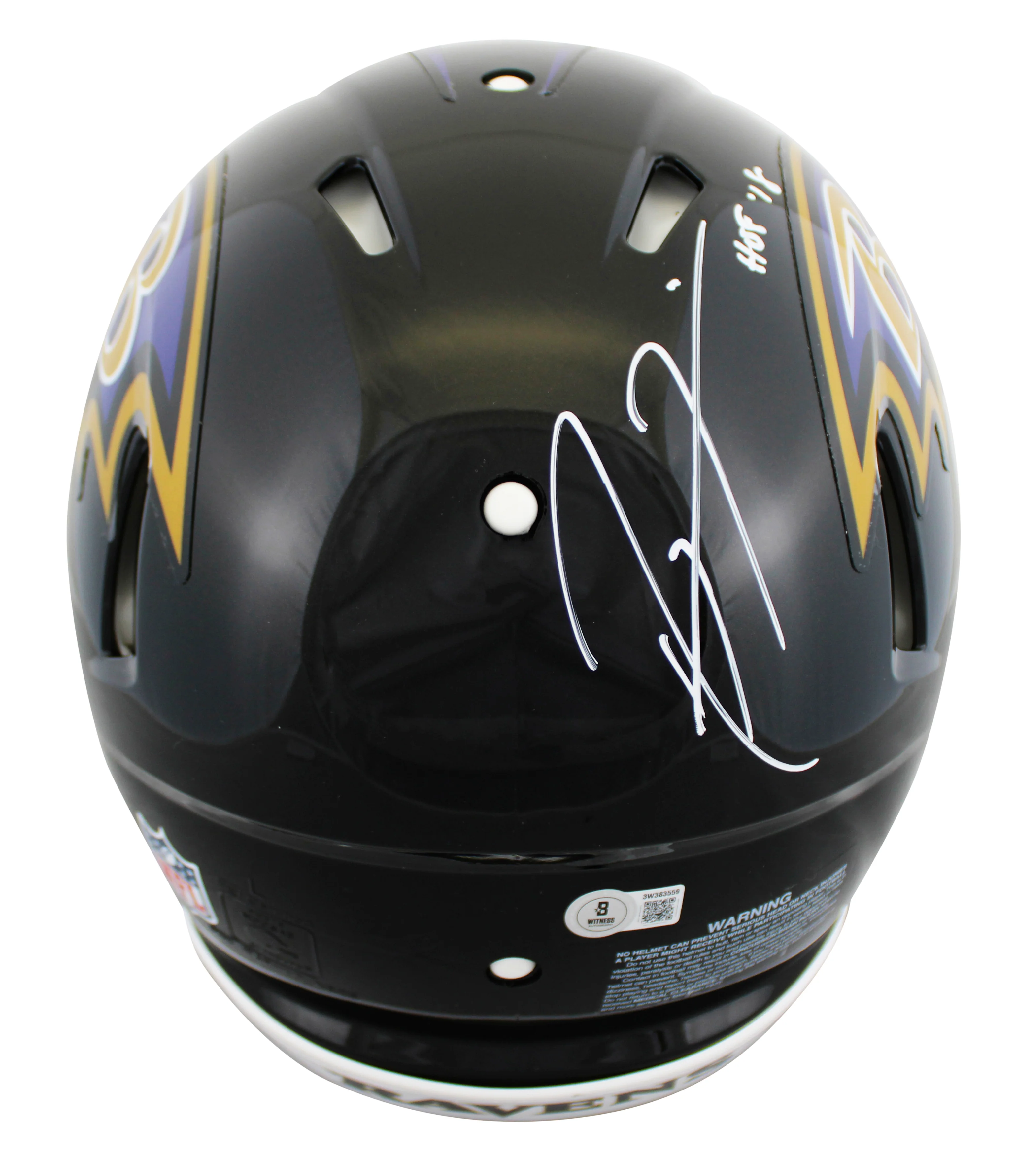 Ravens Ray Lewis "HOF 18" Signed Full Size Speed Proline Helmet W/ Case BAS Wit - Image 5