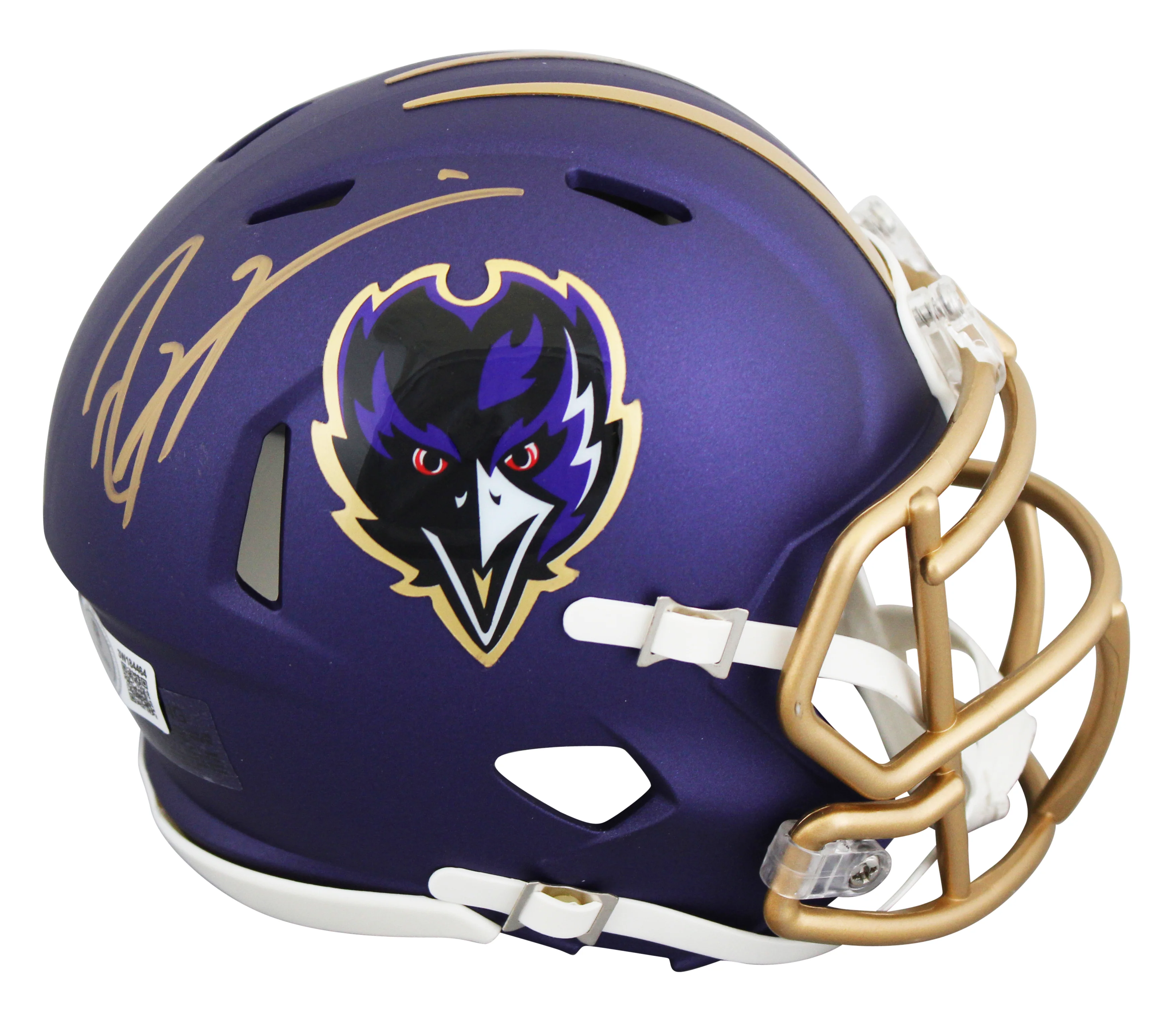 Ravens Ray Lewis Signed 2024 Alt Speed Mini Helmet W/ Case w/ Gold Sig BAS Wit - Image 3