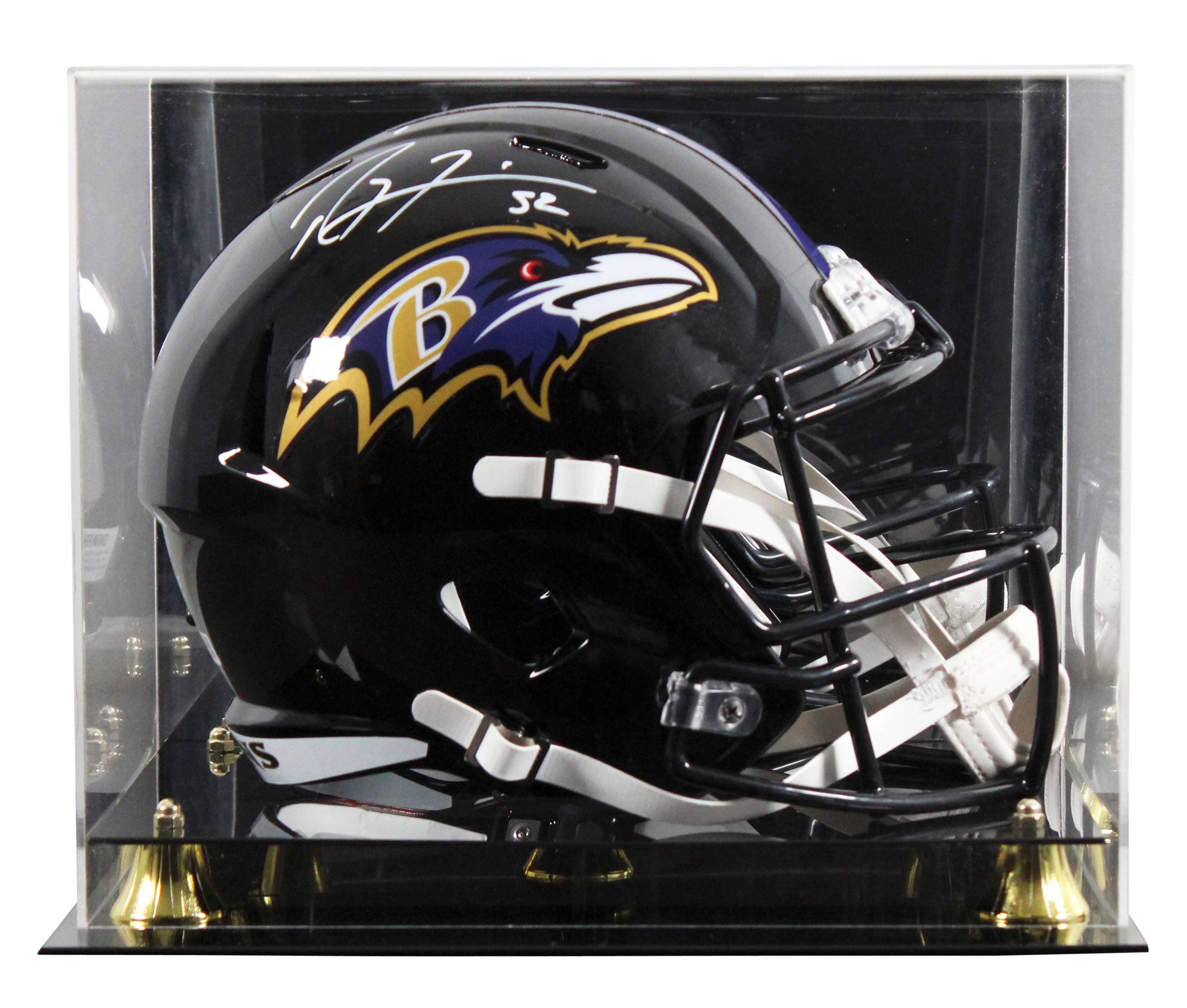 Ravens Ray Lewis Signed Full Size Speed Rep Helmet W/ Case w/ White Sig BAS Wit - Image 2