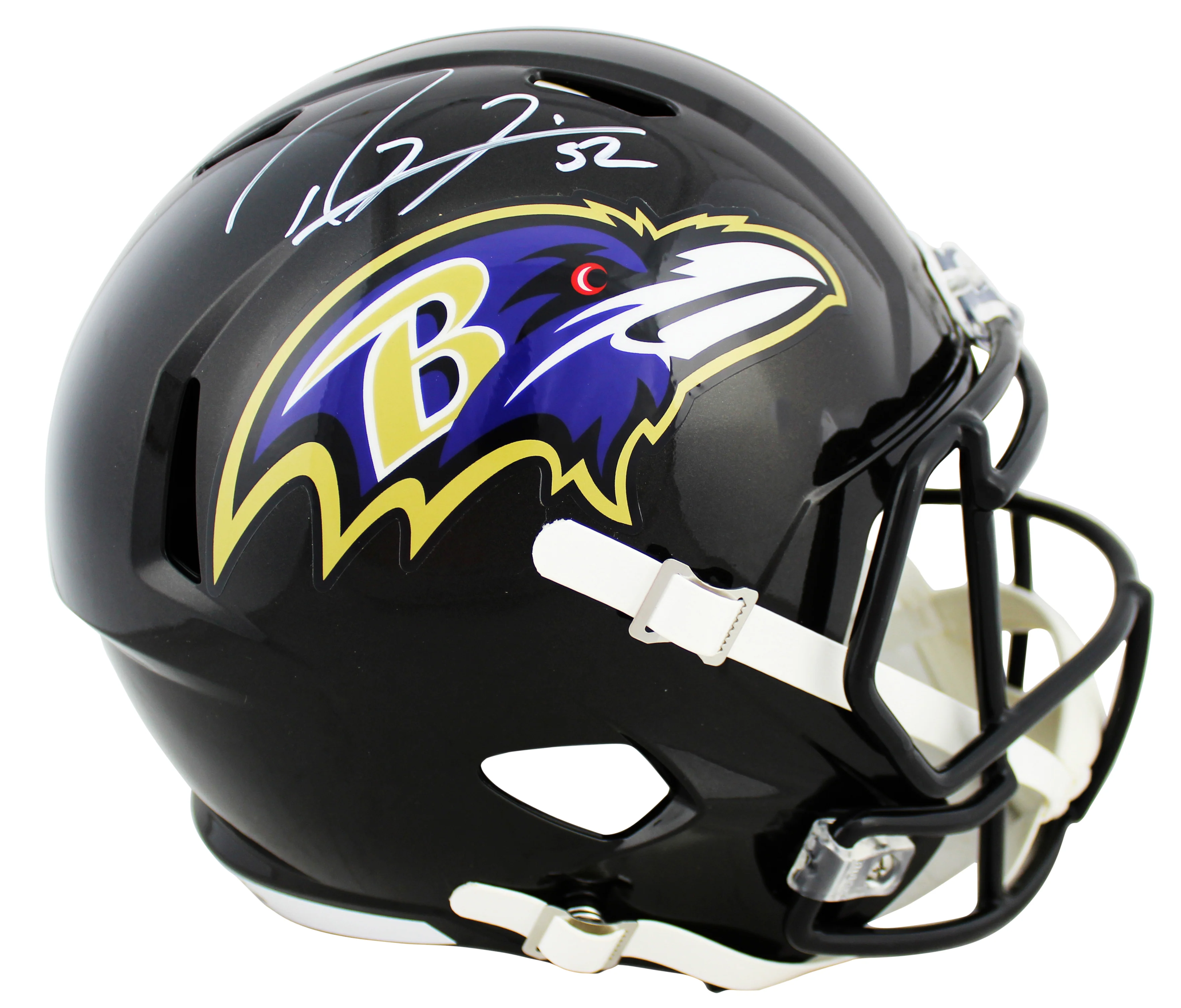 Ravens Ray Lewis Signed Full Size Speed Rep Helmet W/ Case w/ White Sig BAS Wit - Image 3