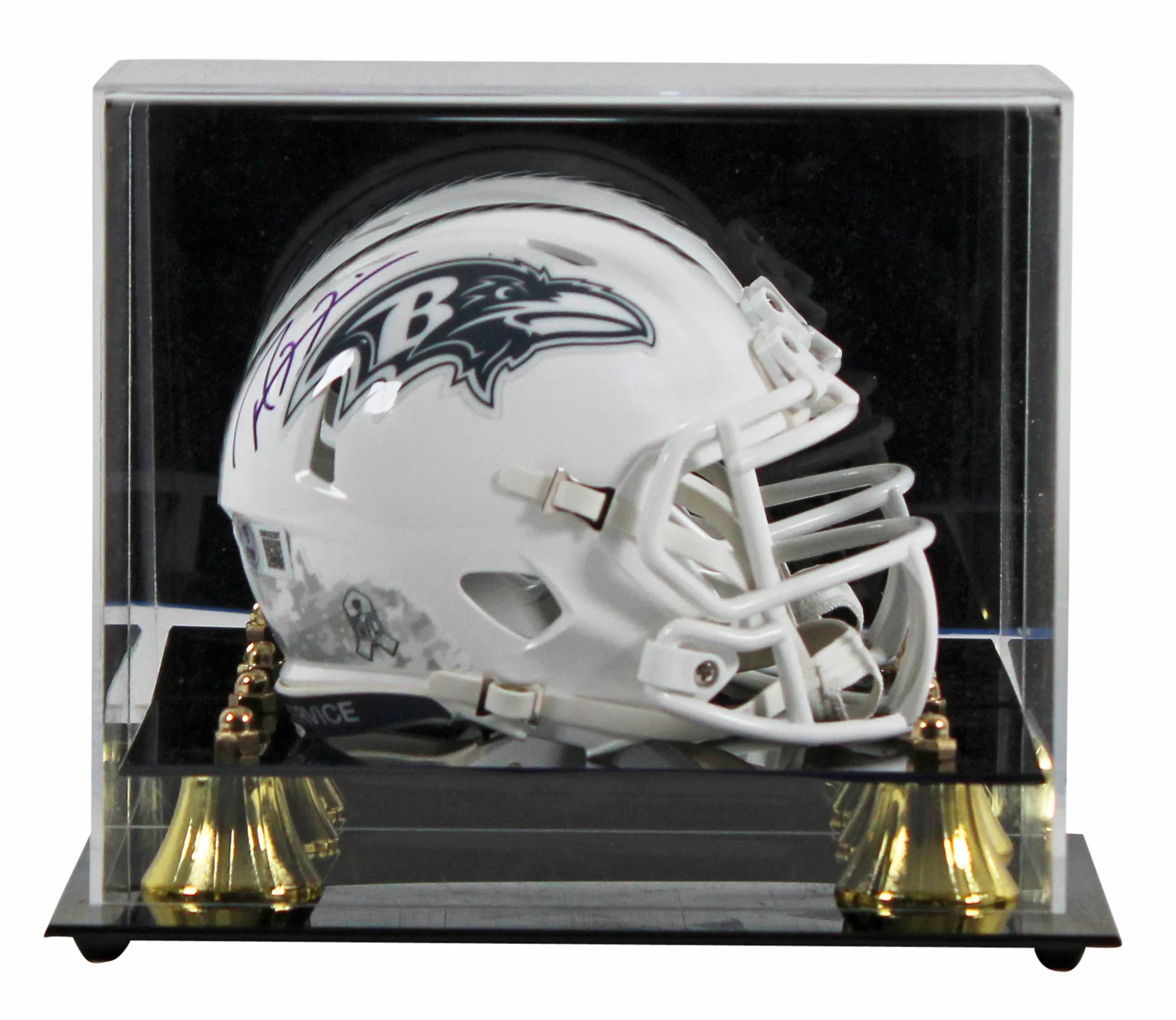 Ravens Ray Lewis Signed Salute To Service III Speed Mini Helmet W/ Case BAS Wit - Image 2
