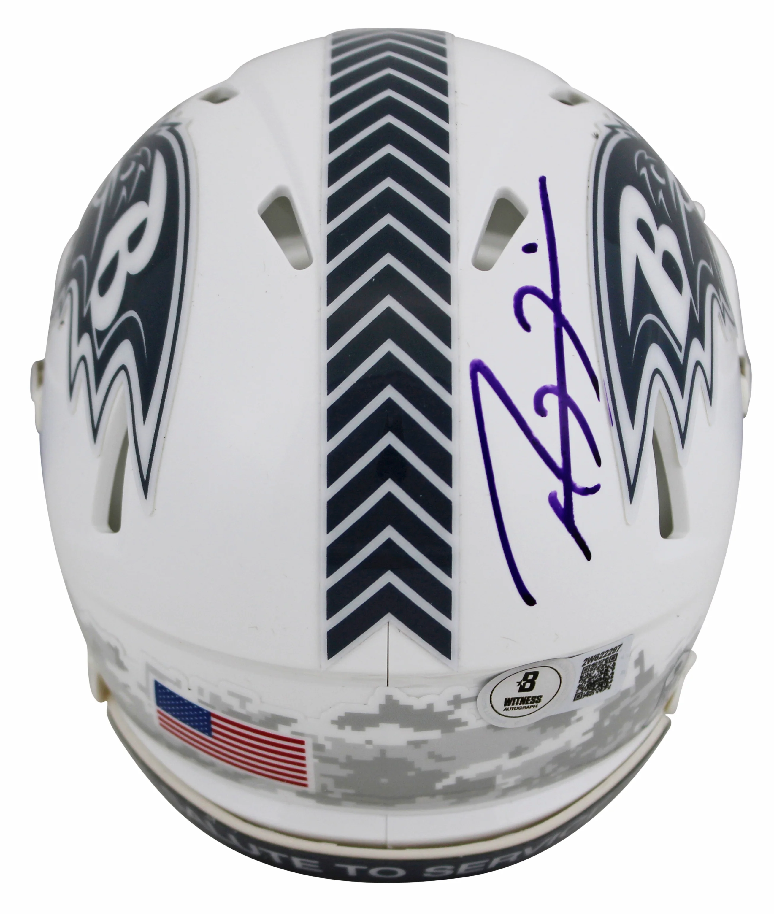Ravens Ray Lewis Signed Salute To Service III Speed Mini Helmet W/ Case BAS Wit - Image 4