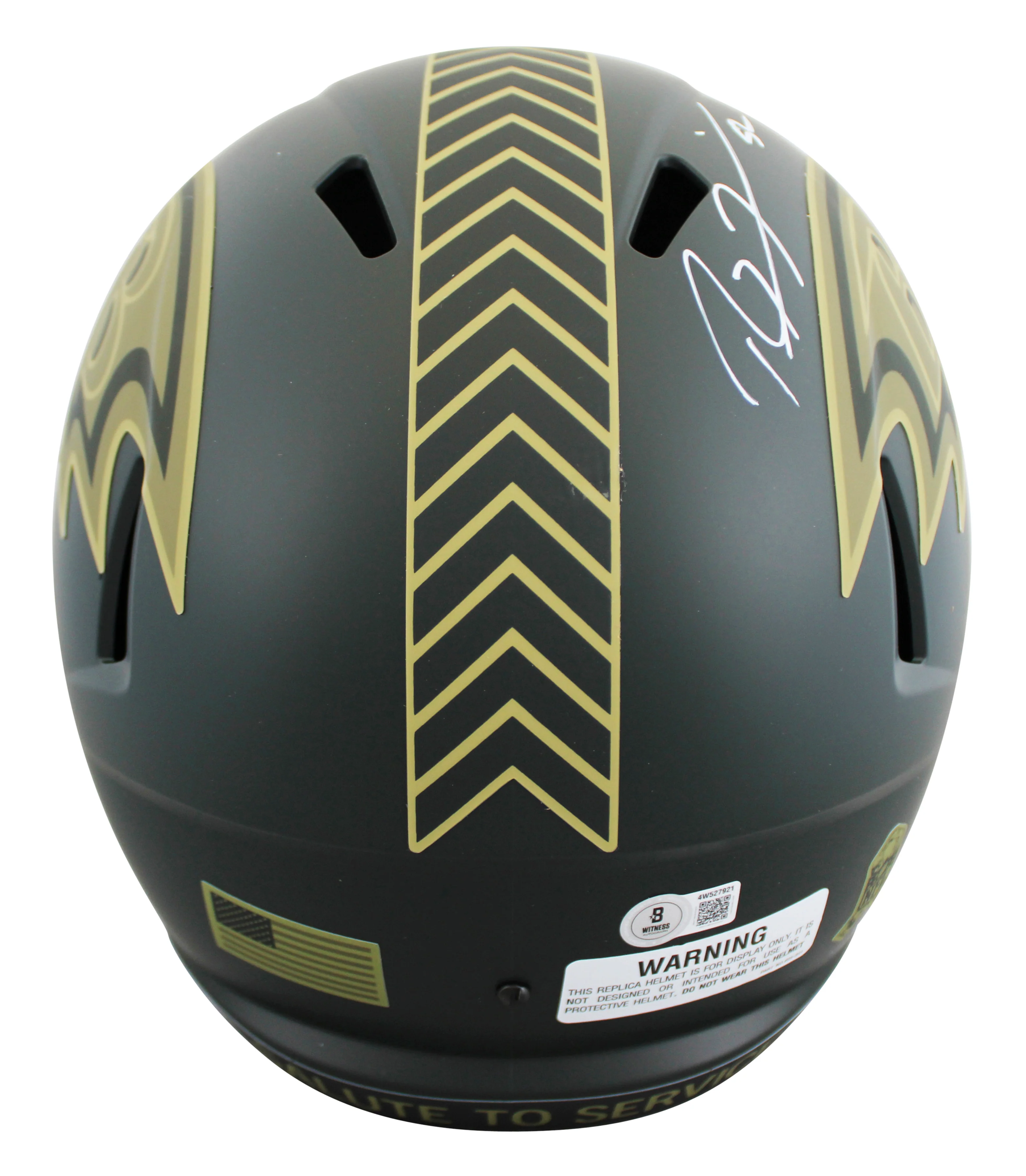 Ravens Ray Lewis Signed Salute To Service IV Full Size Speed Rep Helmet BAS Wit - Image 3