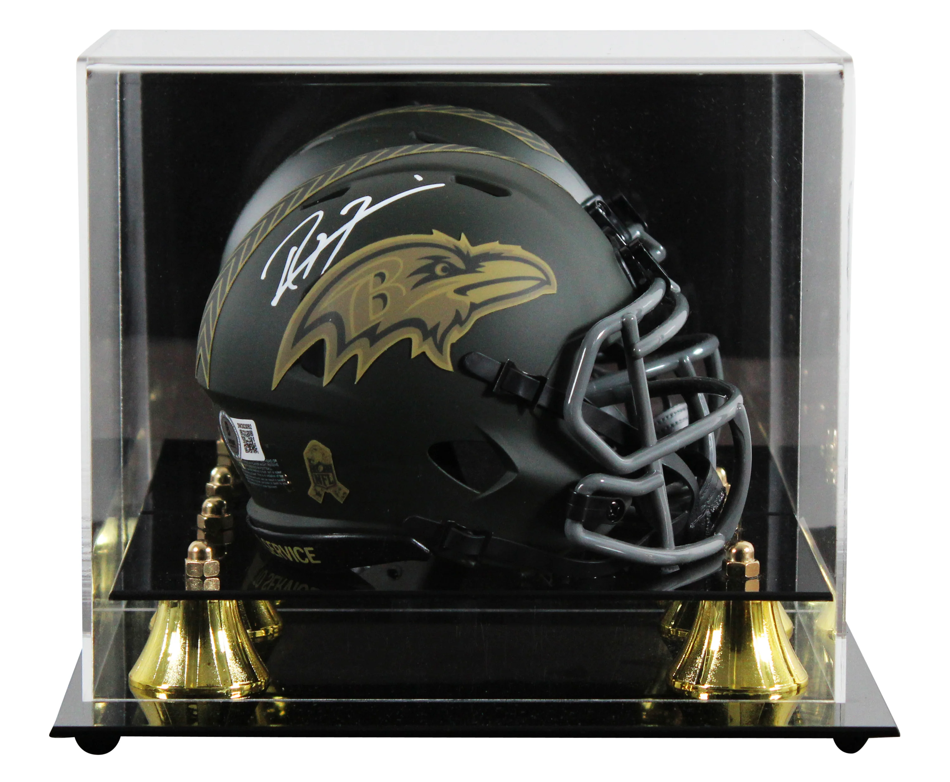 Ravens Ray Lewis Signed Salute To Service IV Speed Mini Helmet W/ Case BAS Wit 2 - Image 2