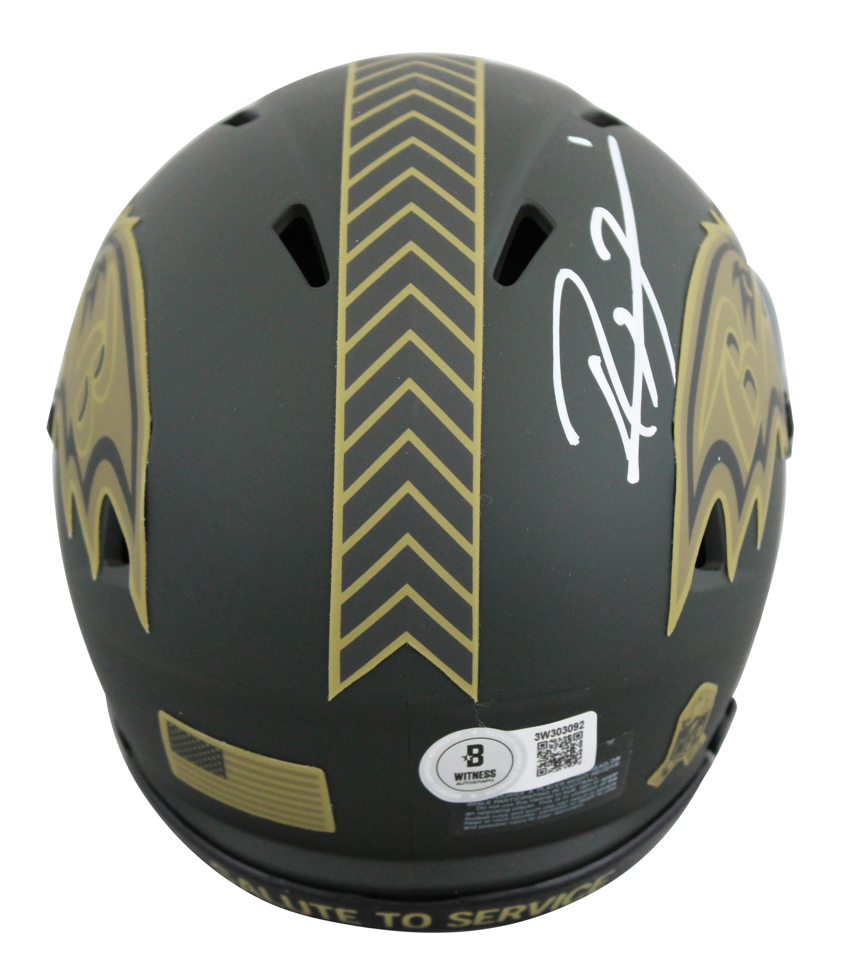 Ravens Ray Lewis Signed Salute To Service IV Speed Mini Helmet W/ Case BAS Wit 2 - Image 4