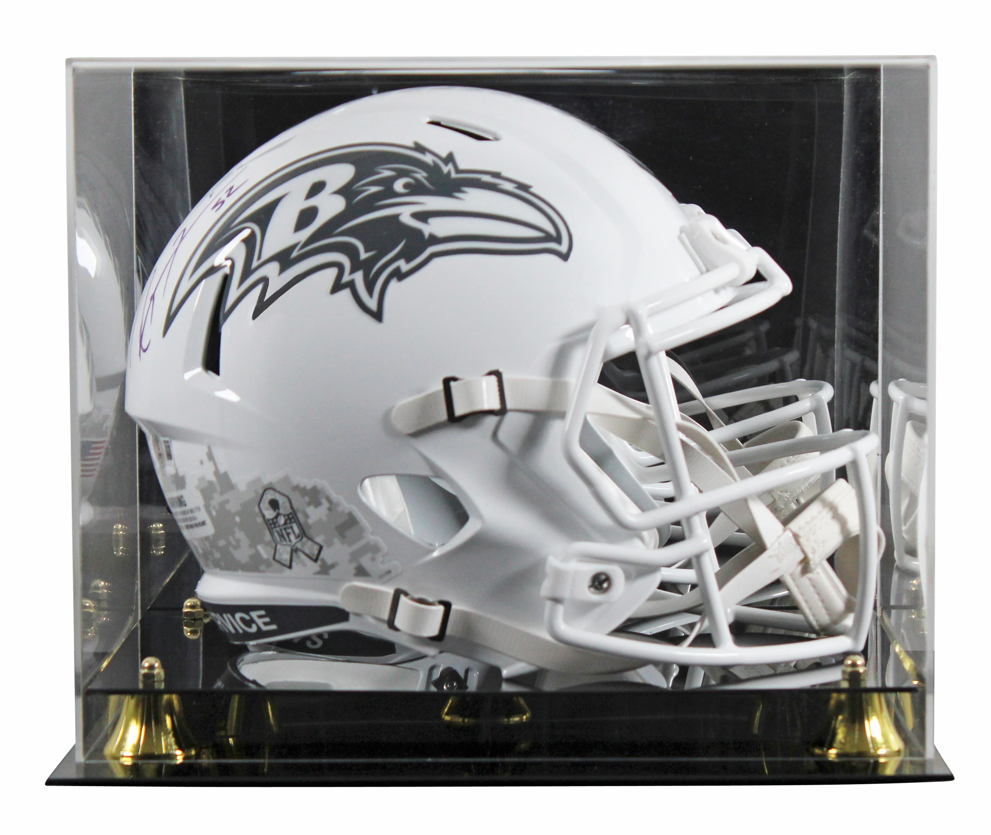 Ravens Ray Lewis Signed STS III Full Size Speed Rep Helmet W/ Case BAS Witnessed - Image 2