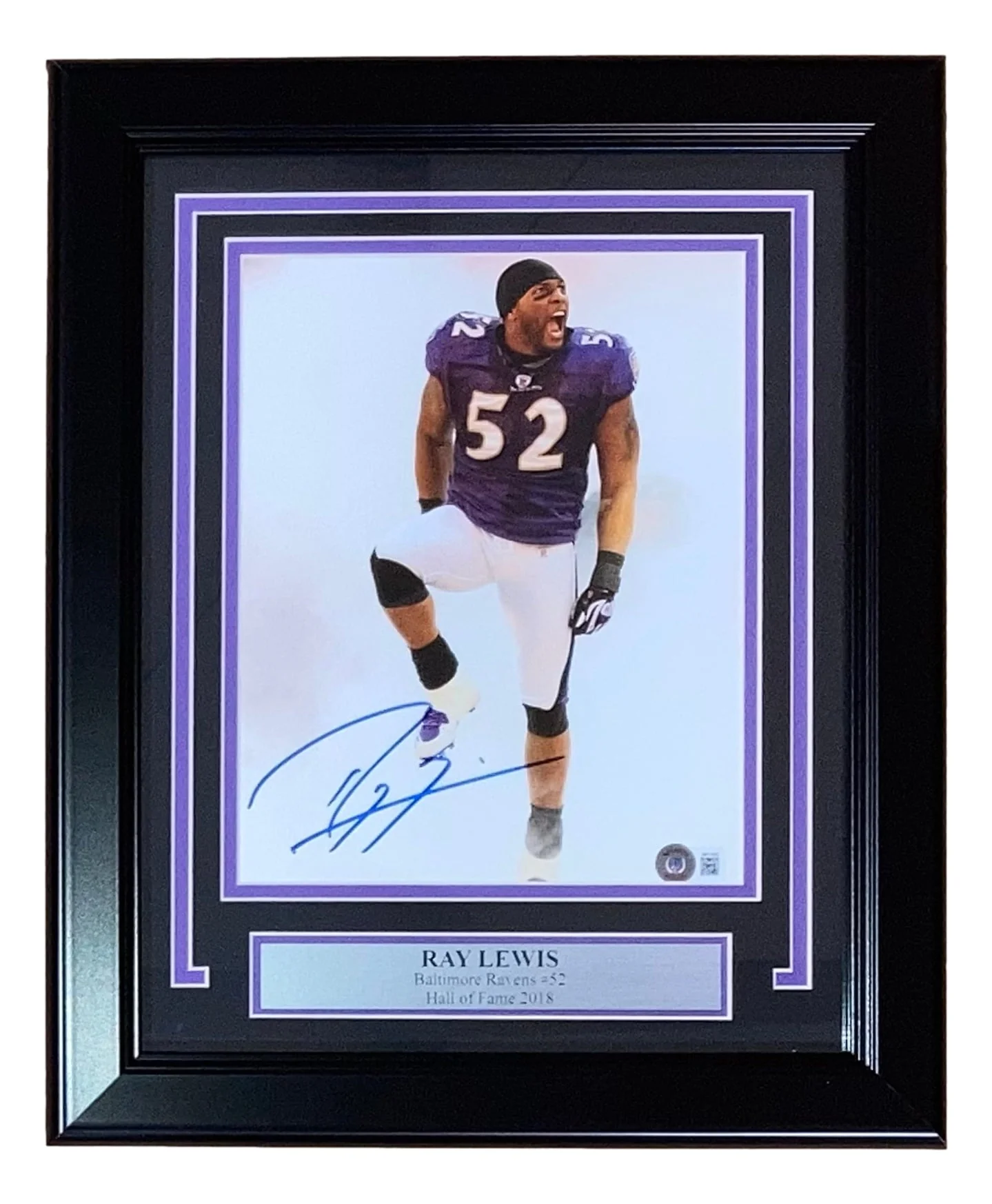 Ray Lewis Signed Framed 8x10 Baltimore Ravens Pre-Game Photo BAS ITP - Image 4