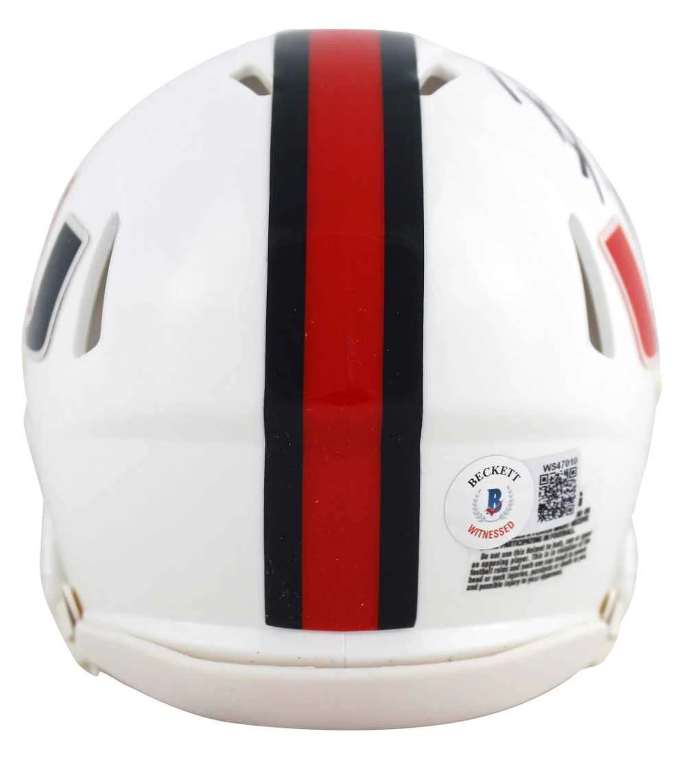 Ray Lewis Signed Miami Hurricanes Mini Speed Helmet BAS - Image 2