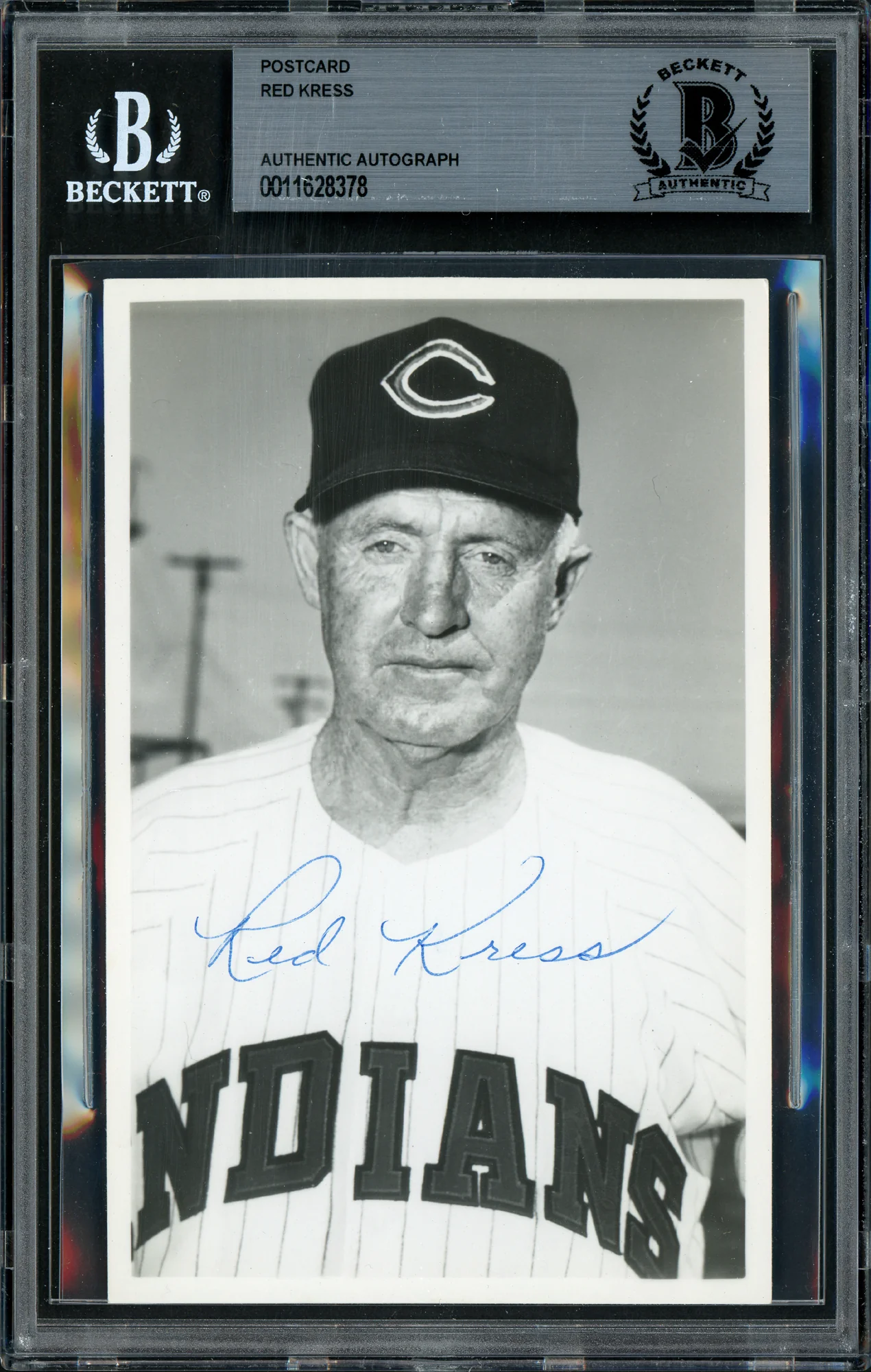 Red Kress Autographed 3.5x5.5 Postcard Cleveland Indians Died 1962 Beckett BAS #11628378