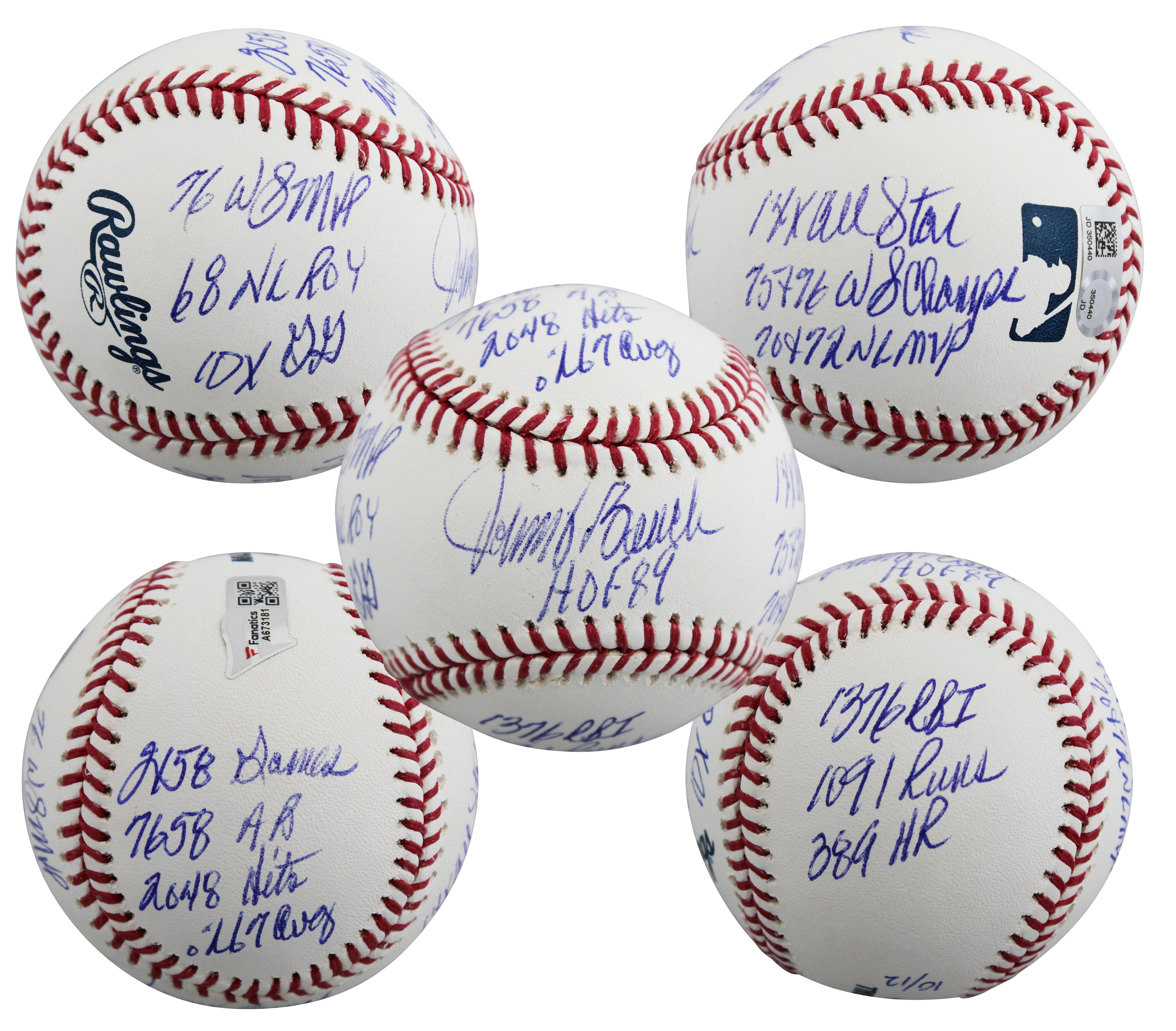 Reds Johnny Bench "Career Stat" Signed Oml LE #10/12 Baseball Fanatics #A673181 - Image 2