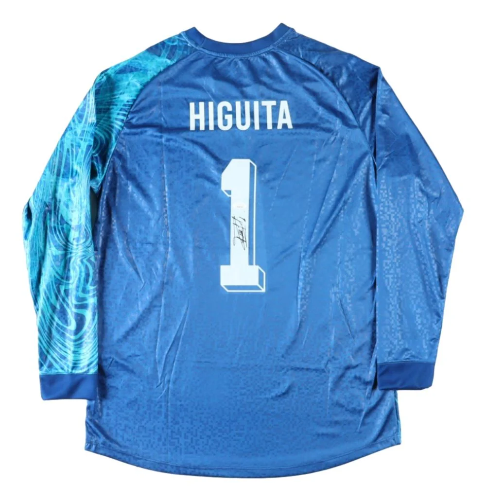 Rene Higuita Signed Columbia Higuita Brand Blue Soccer Jersey JSA