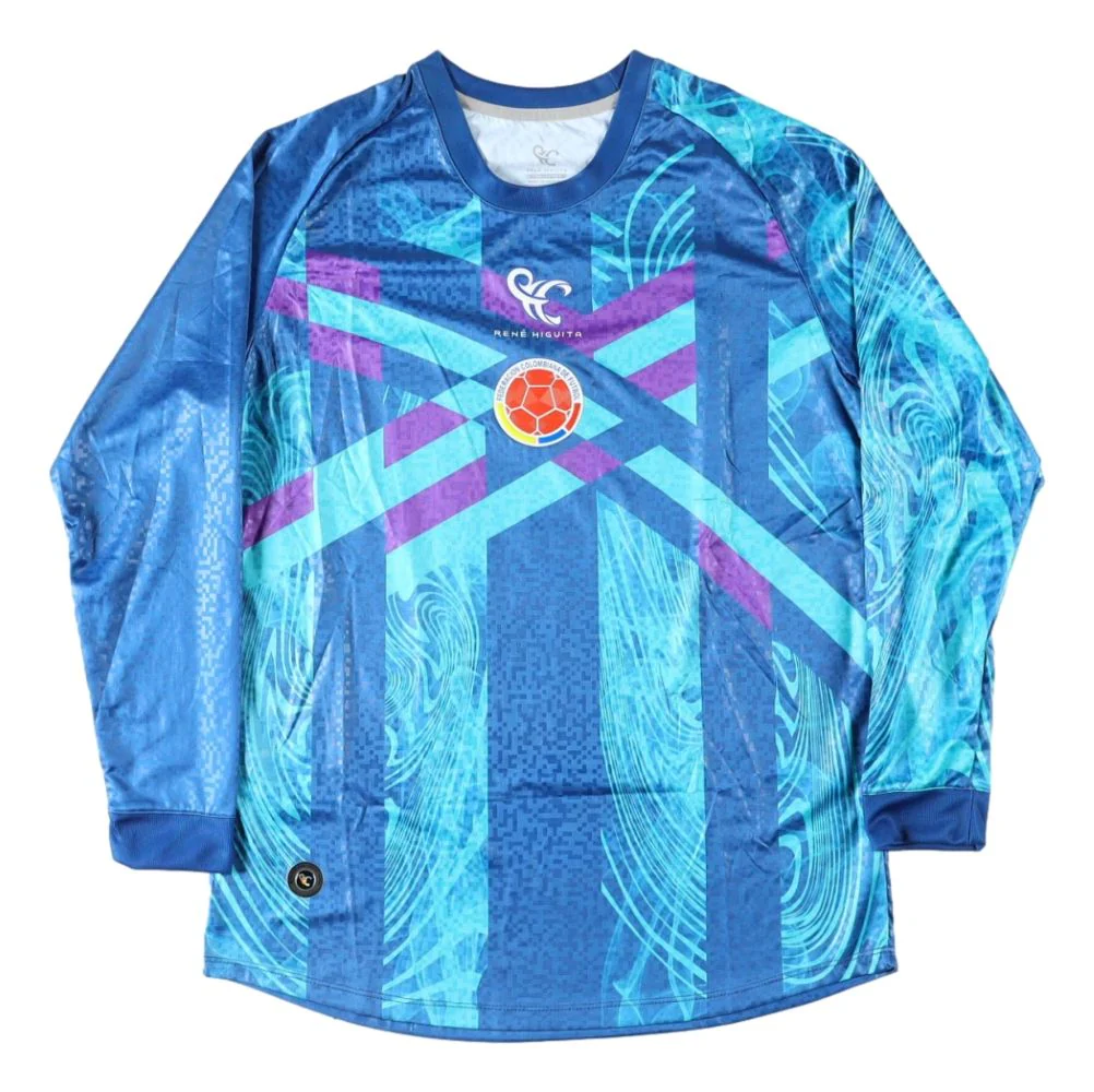 Rene Higuita Signed Columbia Higuita Brand Blue Soccer Jersey JSA - Image 3