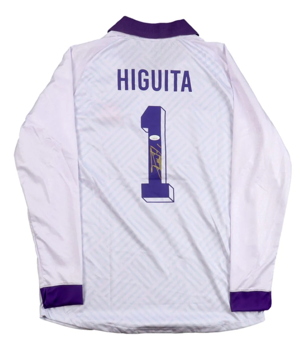 Rene Higuita Signed Columbia Higuita Brand White Soccer Jersey JSA