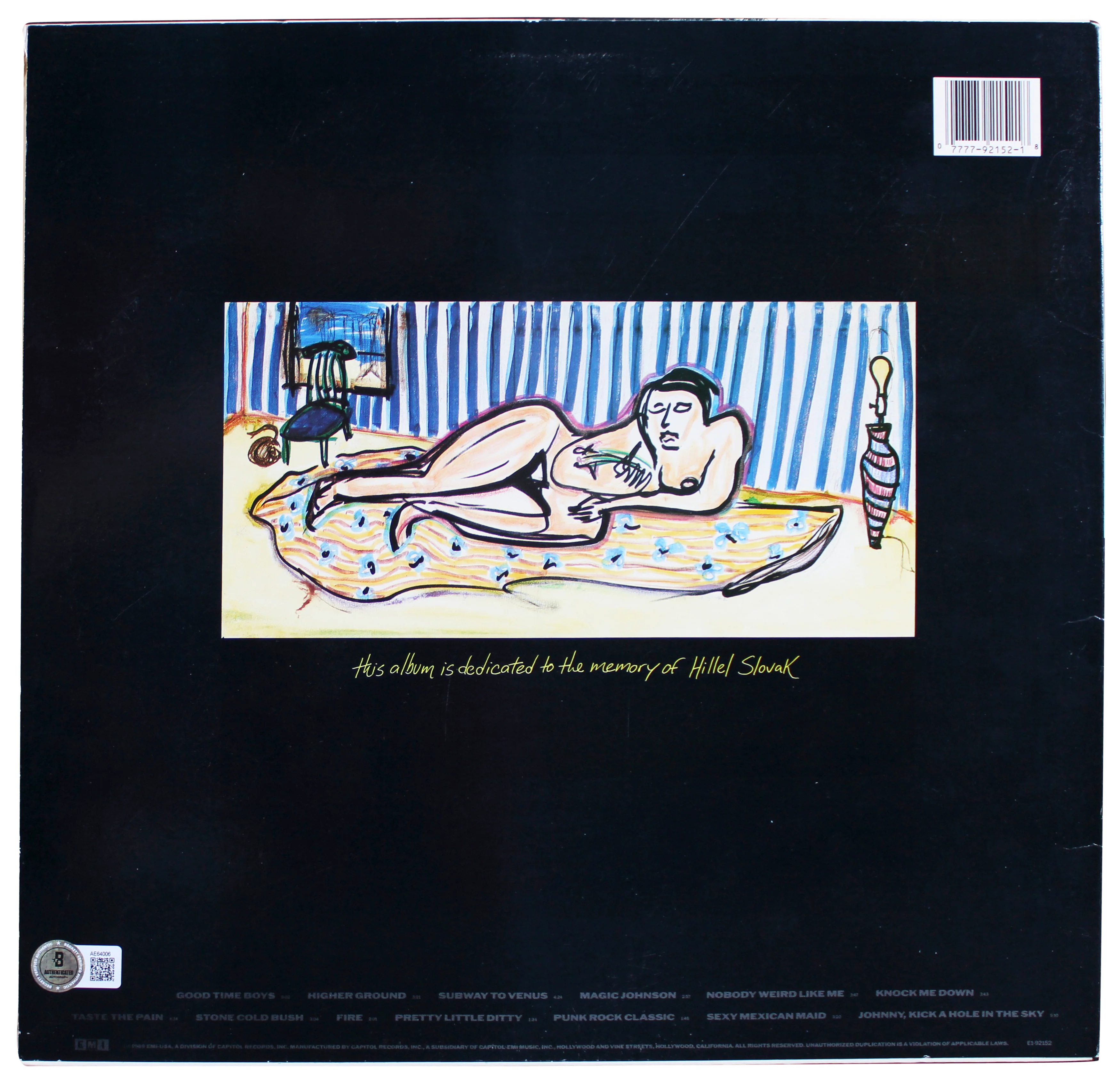 RHCP (4) Kiedis, Flea, Smith, & Frusciante Signed Mother's Milk Album Cover BAS - Image 6