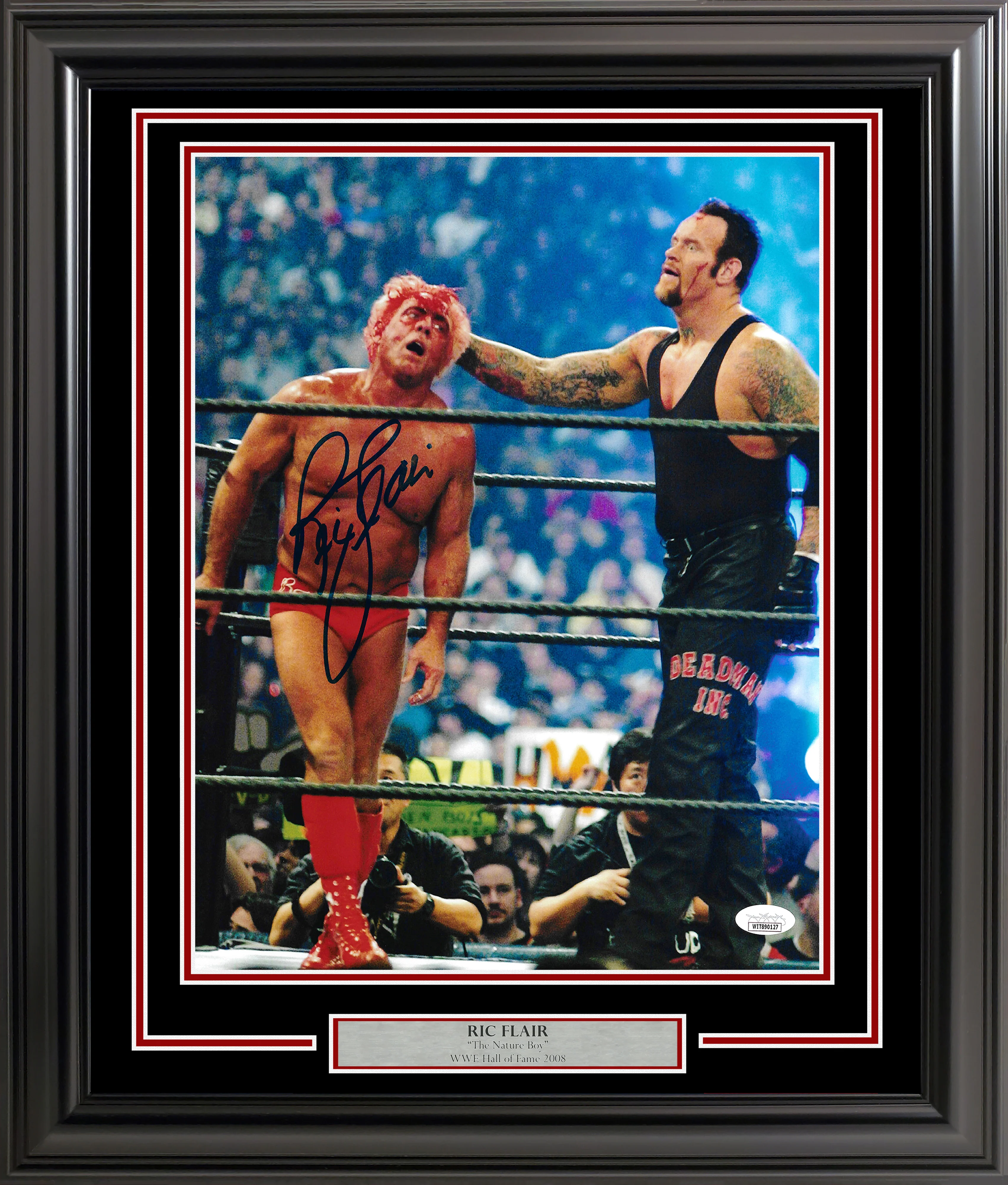 Ric Flair Autographed Framed 11x14 Photo WWE vs. Undertaker JSA Stock #256666