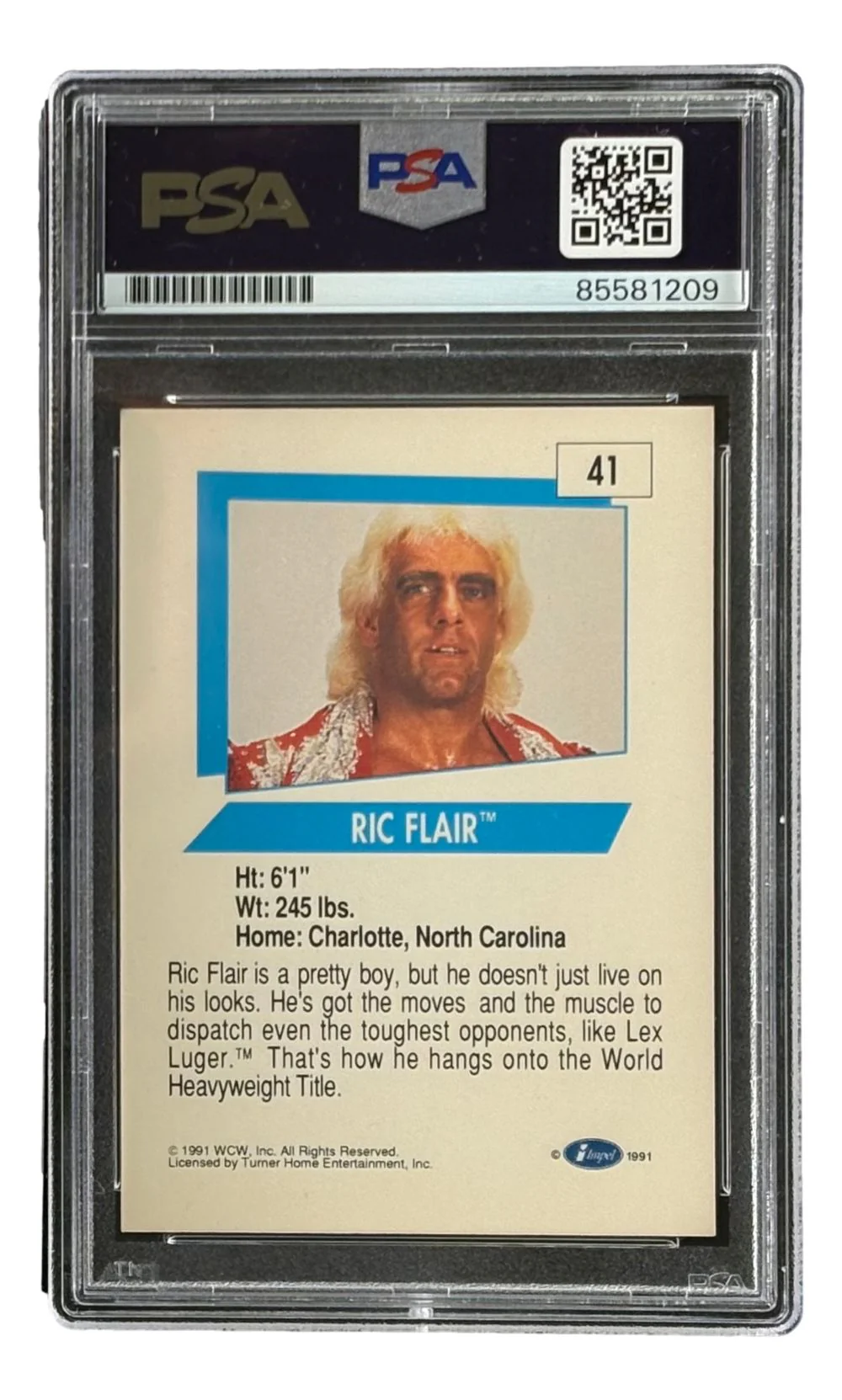 Ric Flair Signed 1991 WCW #41 Wrestling Trading Card 16x Inscribed PSA - Image 2