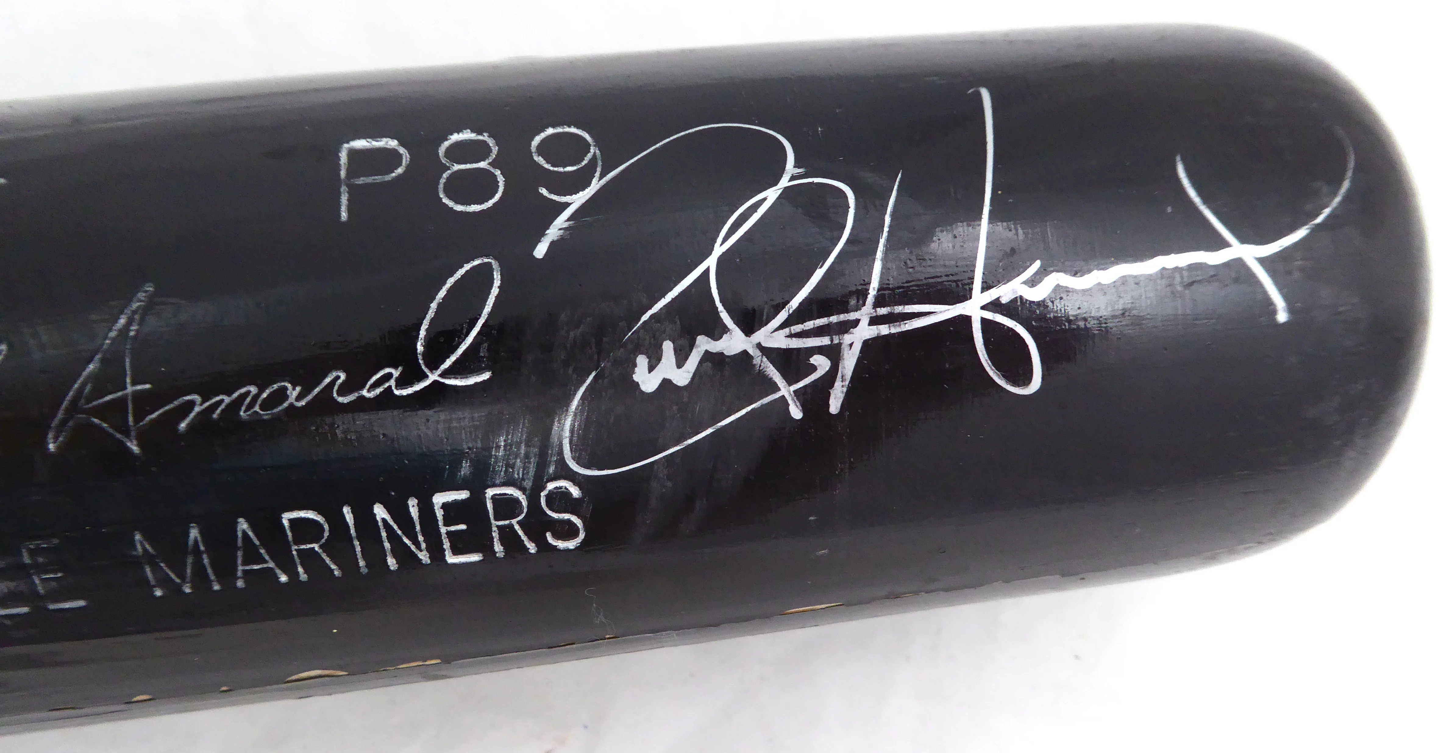 Rich Amaral Autographed Black Louisville Slugger P89 Game Used Bat Seattle Mariners Cracked SKU #214055 - Image 2