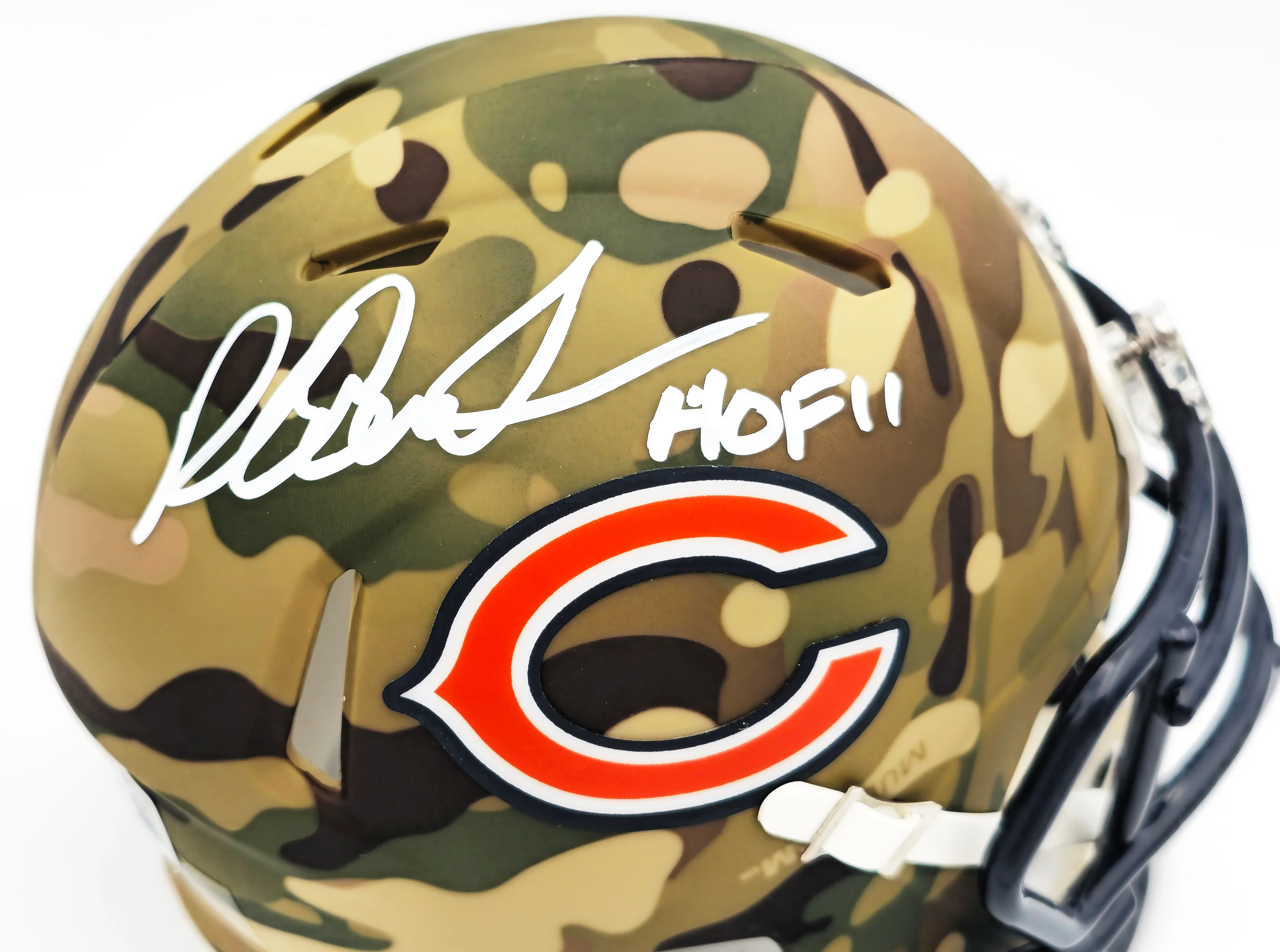 Richard Dent Autographed Chicago Bears Camo Speed Mini Helmet "HOF 11" Beckett BAS Witness Stock #230261 - Image 2