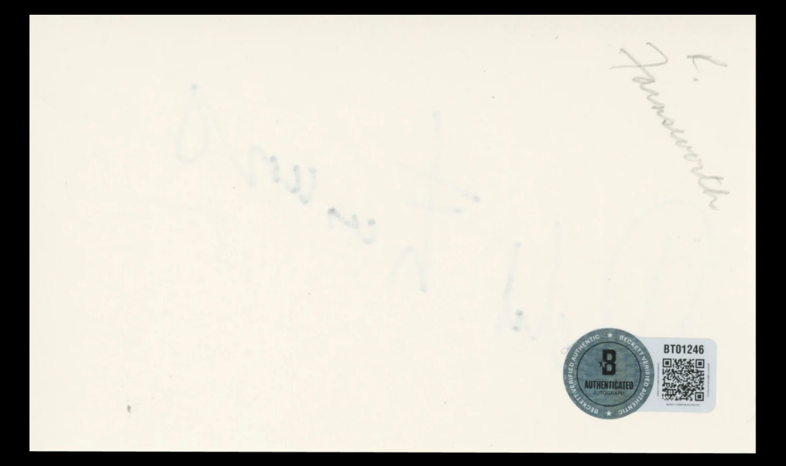 Richard Farnsworth Sylvester Authentic Signed 3x5 Index Card BAS #BT01246 - Image 3