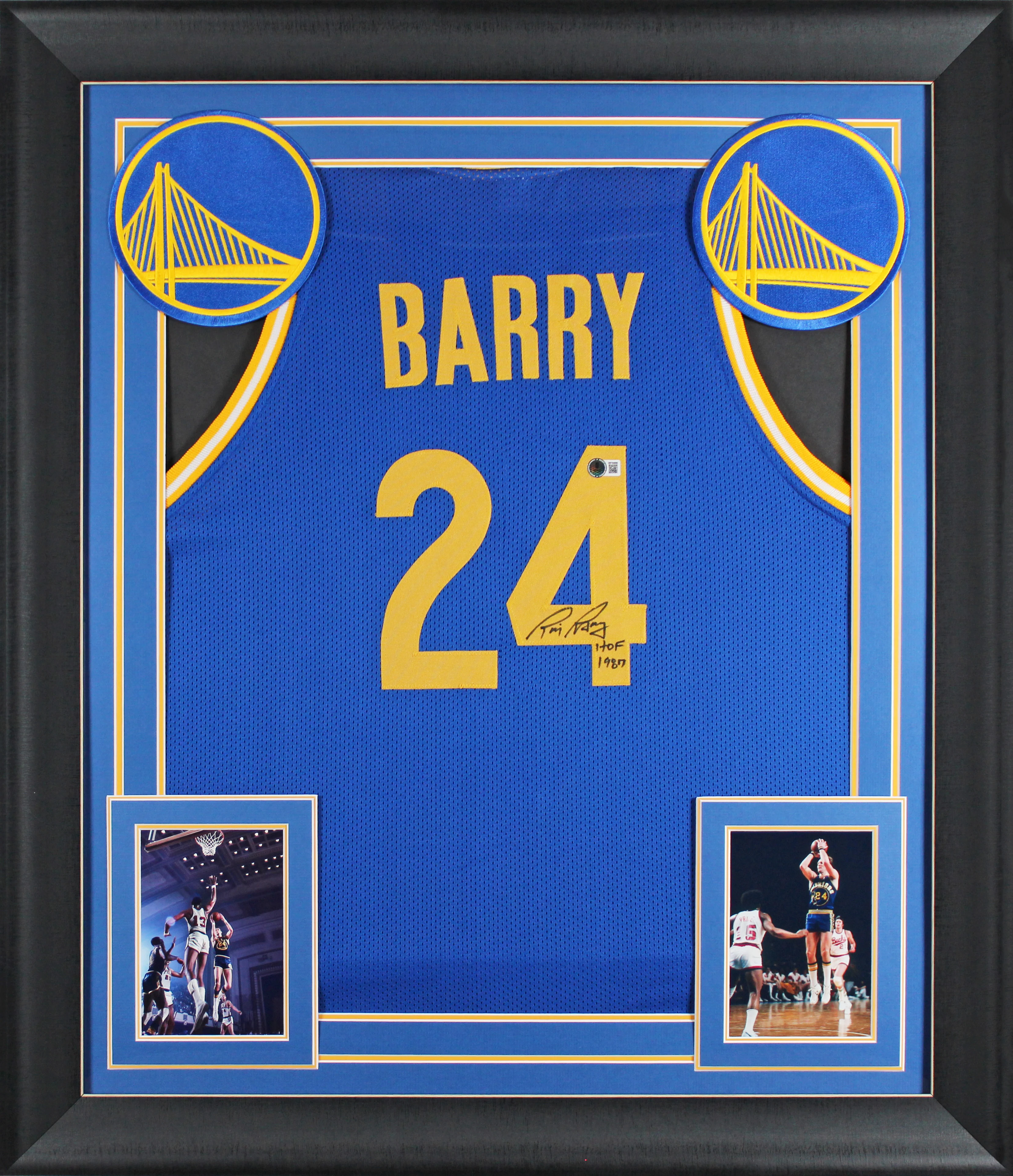 Rick Barry "HOF 1987" Authentic Signed Blue Pro Style Framed Jersey BAS Witness - Image 2