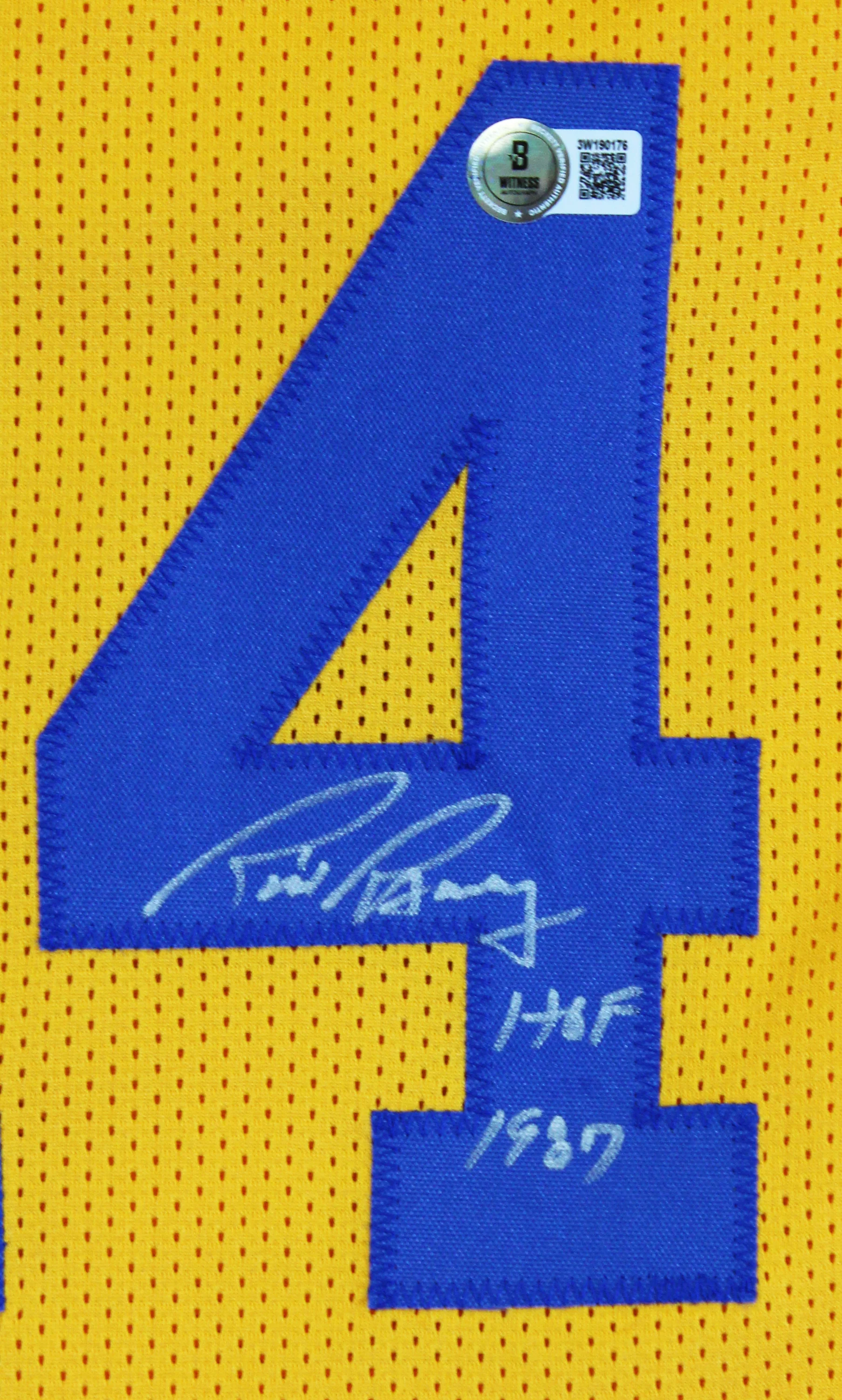 Rick Barry "HOF 1987" Authentic Signed Yellow Pro Style Jersey BAS Witnessed - Image 3