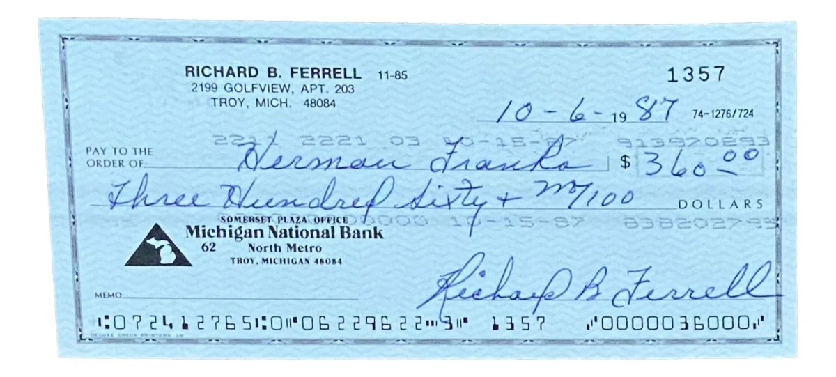 Rick Ferrell Boston Red Sox Signed Bank Check #1357 BAS - Image 4