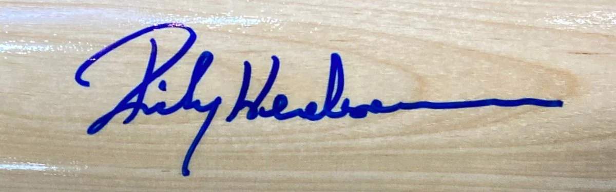 Rickey Henderson A's Signed Tan Rawlings Adirondack Baseball Bat BAS ITP - Image 2