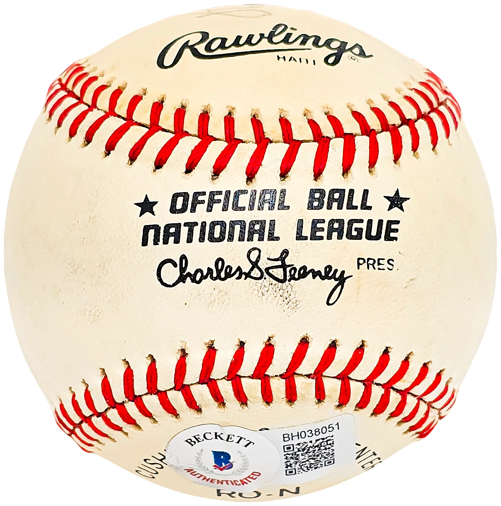 Riggs Stephenson Autographed Official Feeney NL Baseball Chicago Cubs Vintage Signature Beckett BAS #BH038051 - Image 4