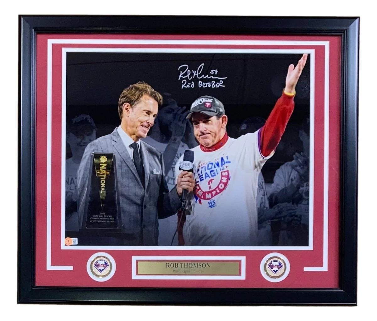 Rob Thomson Signed Framed 16x20 Philadelphia Phillies Photo Red October BAS - Image 5