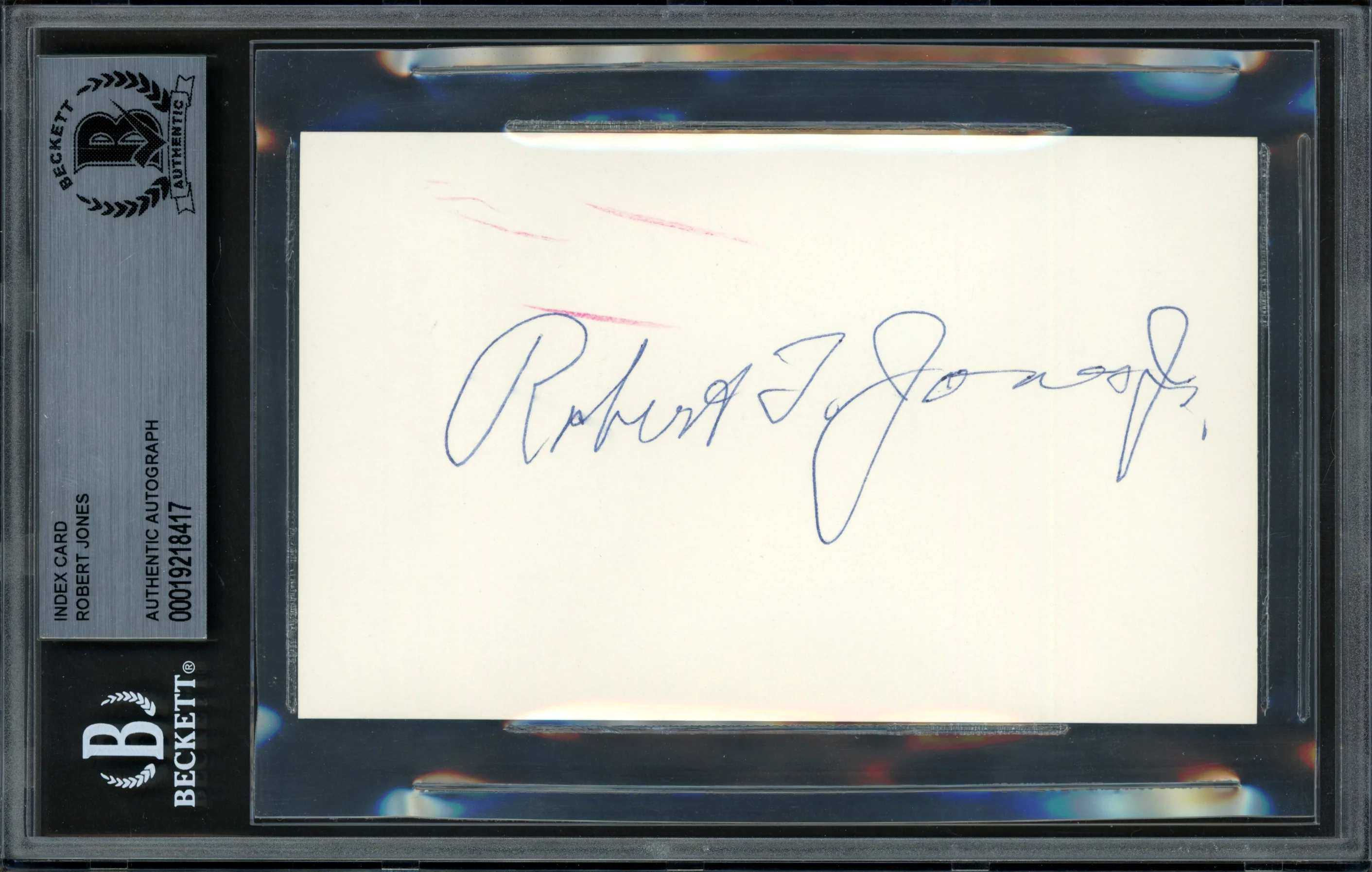 Robert Bobby Jones Autographed 3x5 Index Card Masters Beckett BAS #19218417