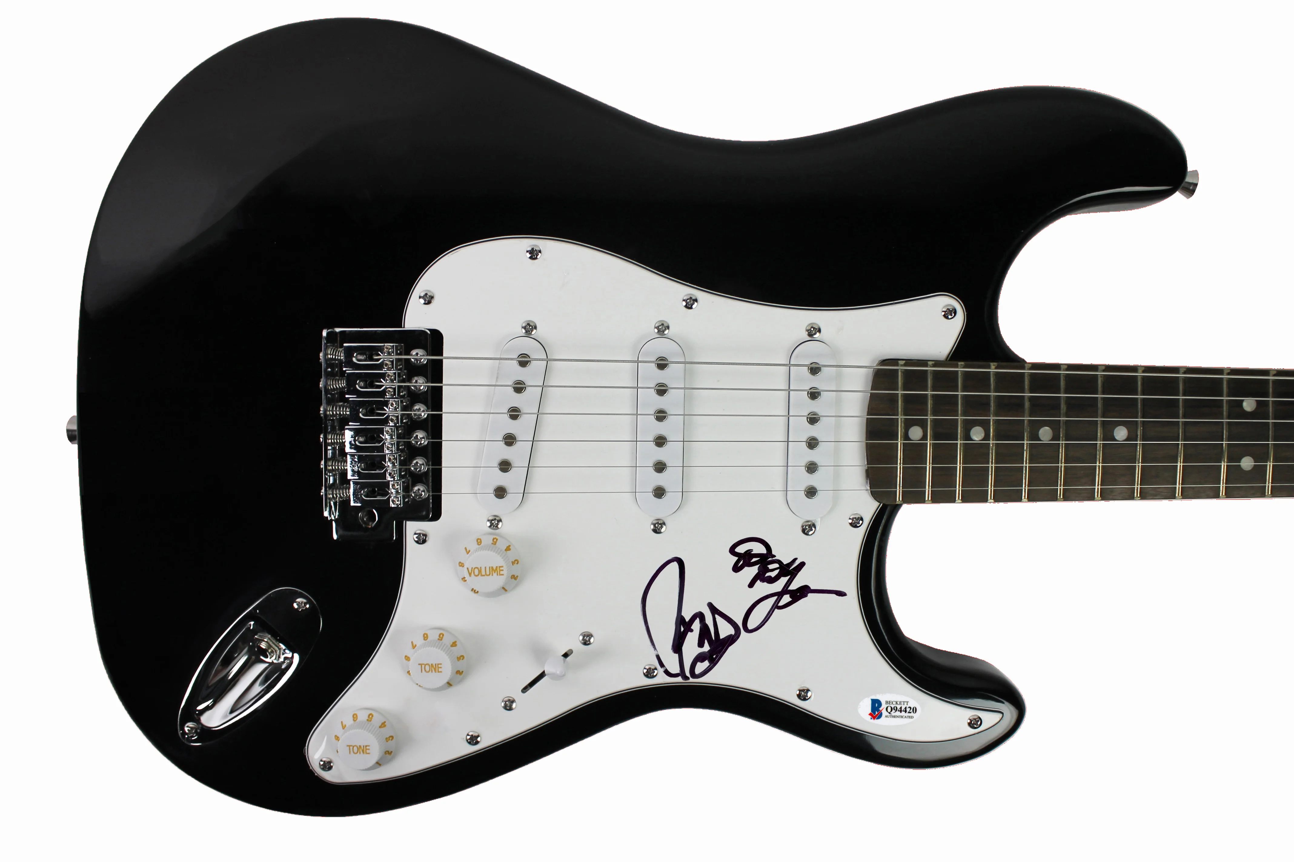 Robert & Dean DeLeo Stone Temple Pilots Signed Black Electric Guitar BAS #Q94420