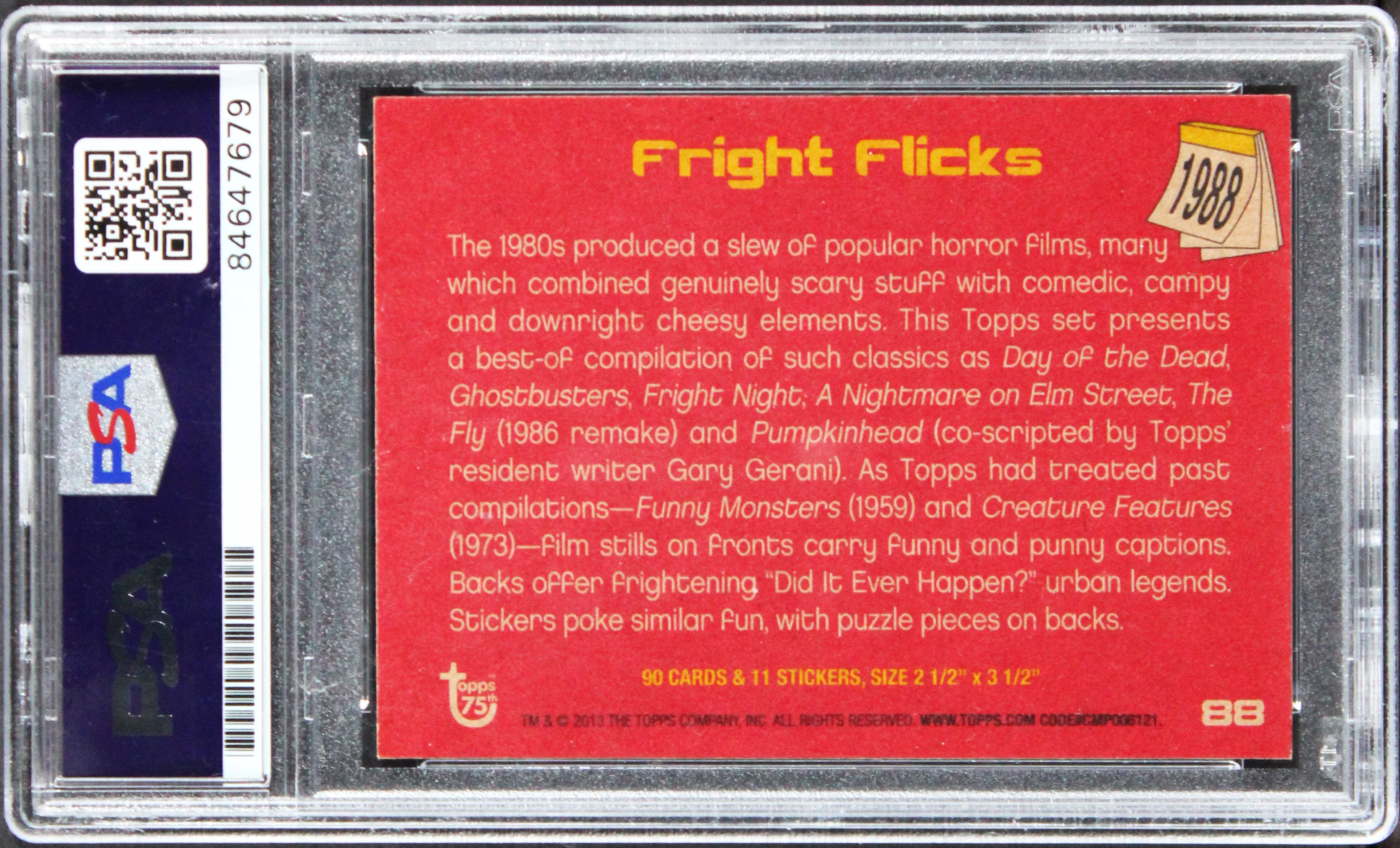 Robert Englund A Nightmare on Elm Street Signed Topps 75 Trading Card PSA Slab - Image 3