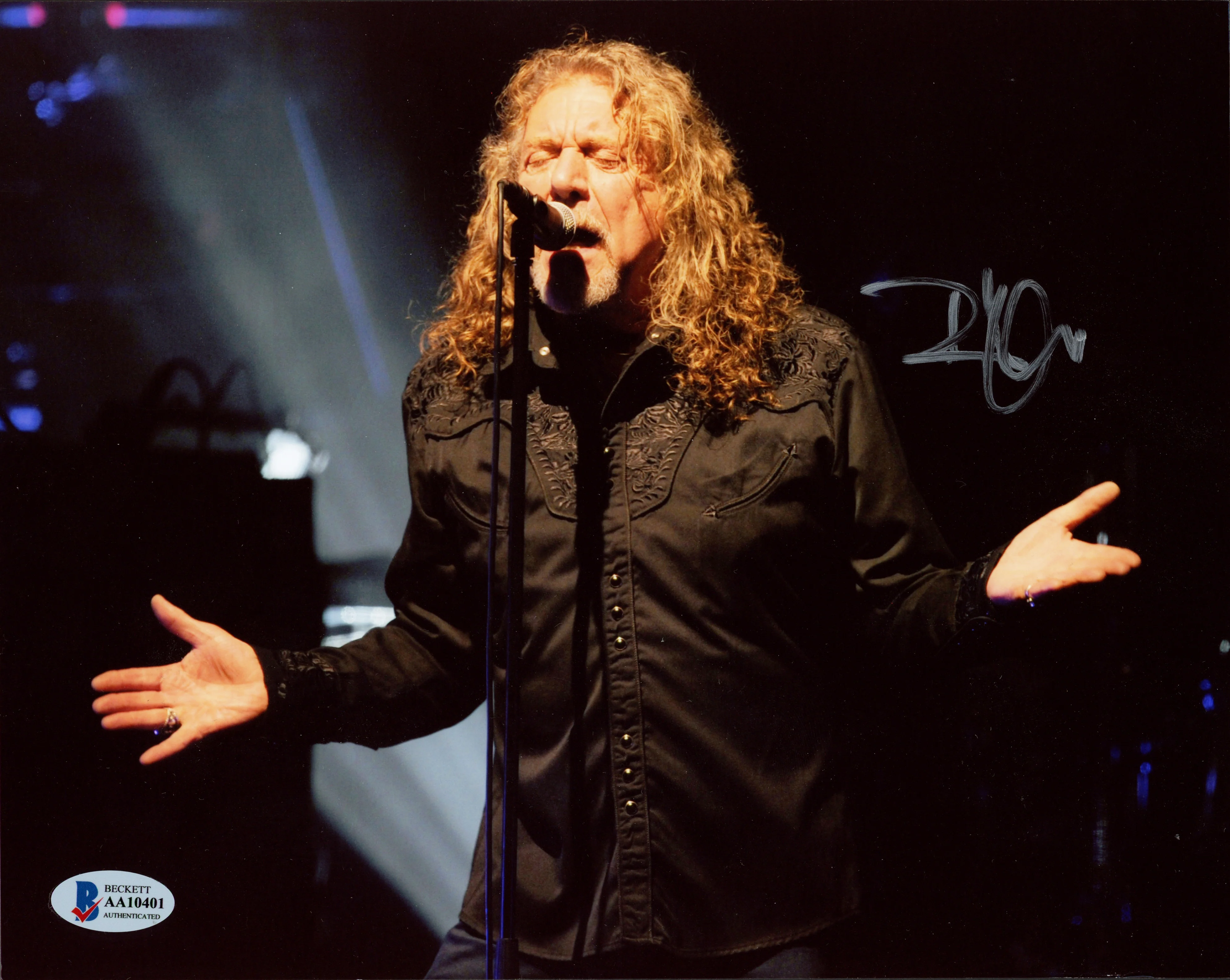 Robert Plant Autographed 8x10 Photo Led Zeppelin (Removed Personalization) Beckett BAS #AA10401