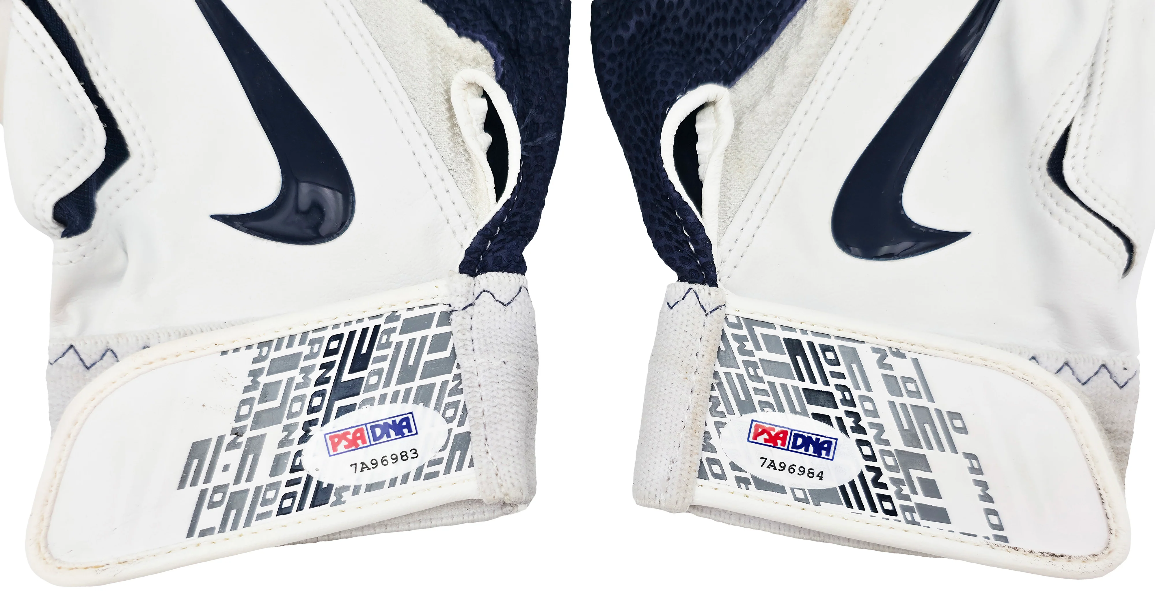 Robinson Cano Autographed Pair of Game Used White & Navy Blue Nike Batting Gloves New York Yankees PSA/DNA Stock #239113 - Image 5
