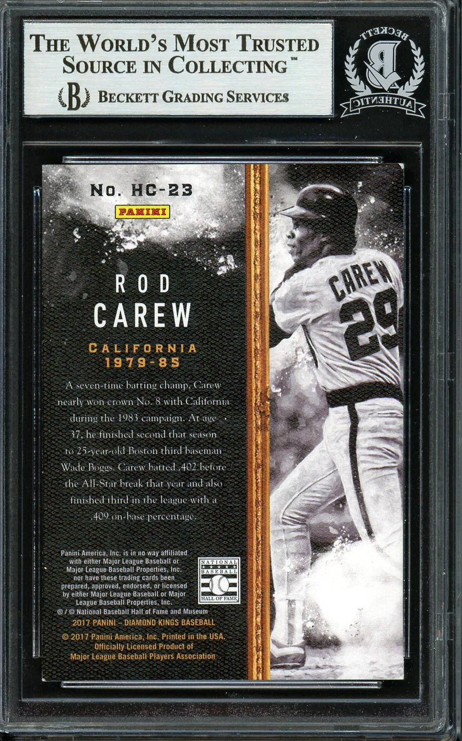 Rod Carew Autographed 2017 Panini Diamond Kings Heritage Collection Card #HC-23 California Angels Beckett BAS #12754463 - Image 2
