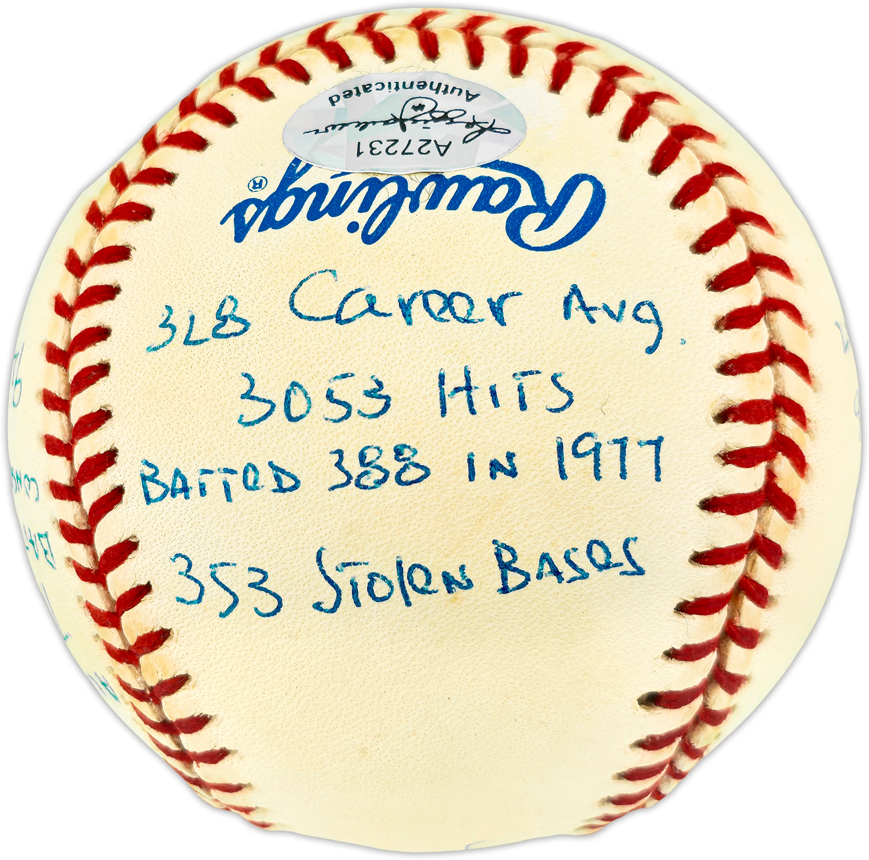 Rod Carew Autographed Official AL Statball Baseball Minnesota Twins, Los Angeles Angels 18 Inscriptions #560/1000 Beckett BAS QR #BU86741 - Image 2