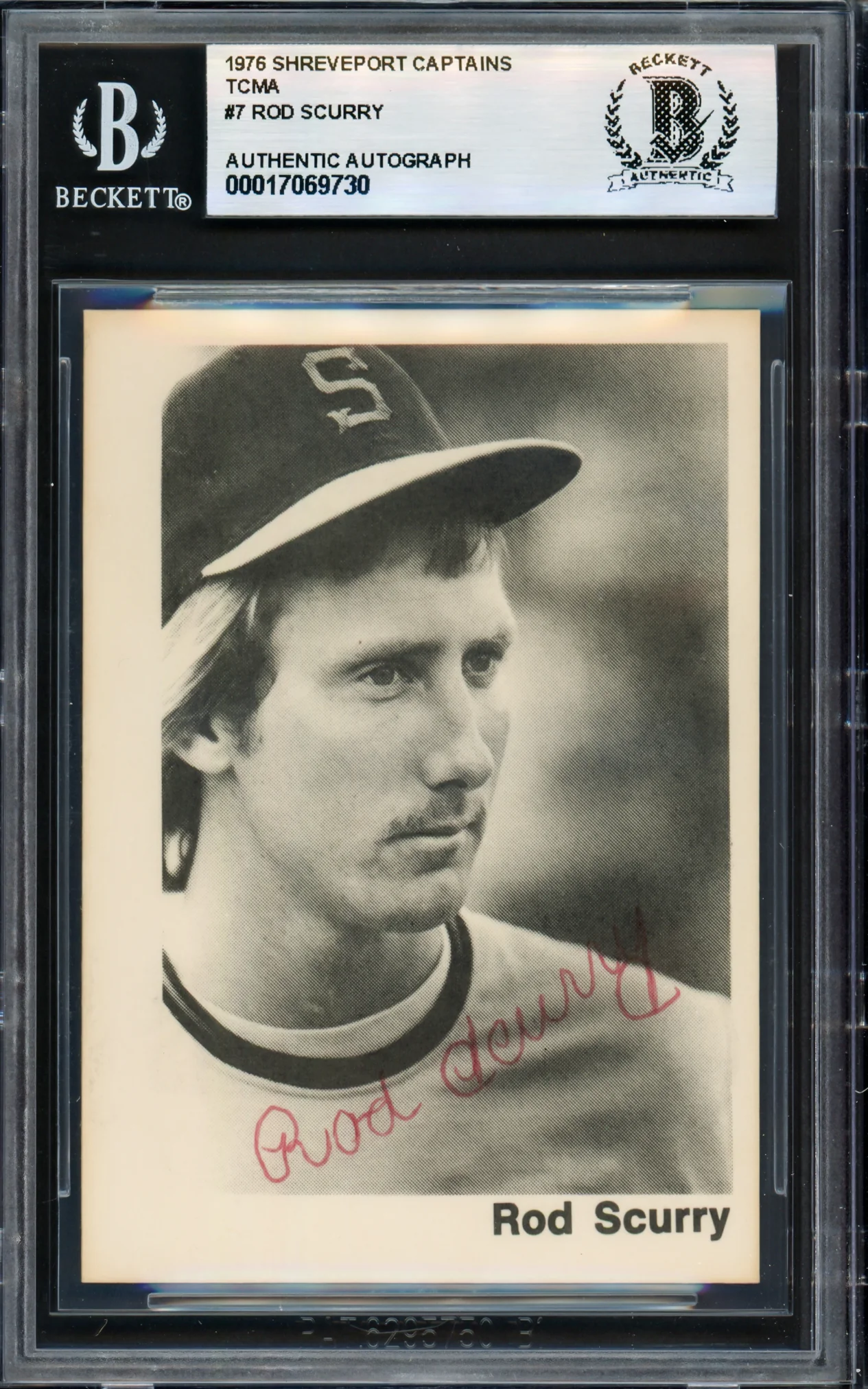 Rod Scurry Autographed 1976 TCMA Rookie Card #7 Shreveport Captains Beckett BAS #17069730 - Image 3