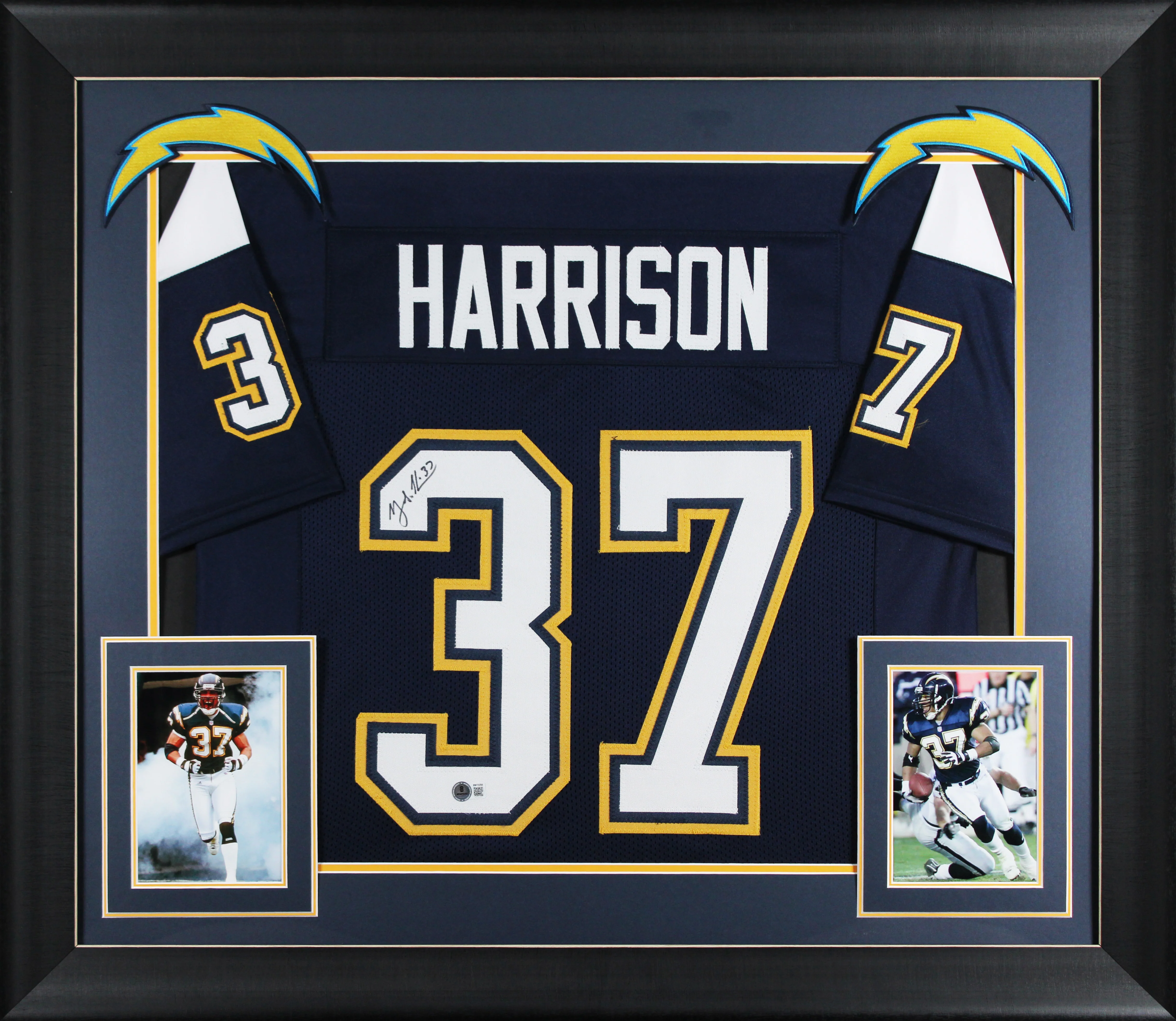 Rodney Harrison Authentic Signed Navy Blue Pro Style Framed Jersey BAS - Image 2
